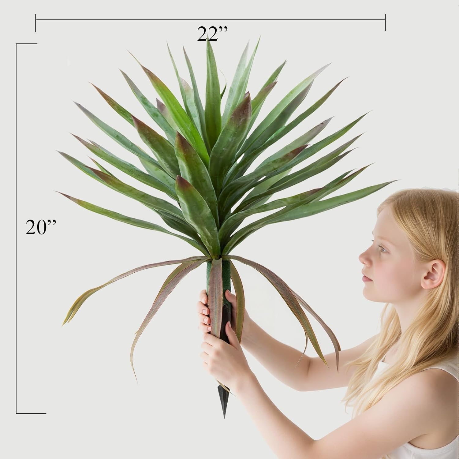 2 PCS Large Lifelike Artificial Agave Plants, UV Resistant Unpotted Succulents for Indoor & Outdoor Decor (20 Inch) - Image 2