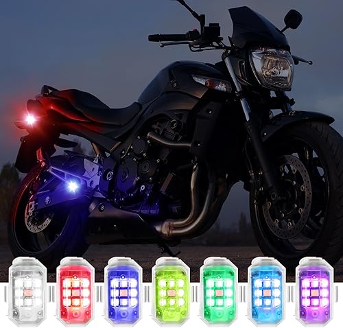 Miniatura 4 de Xuhal 8 luces estroboscópicas inalámbricas con control remoto, anticolisión, luces LED de emergencia, 7 colores, USB, alto brillo, intermitente,