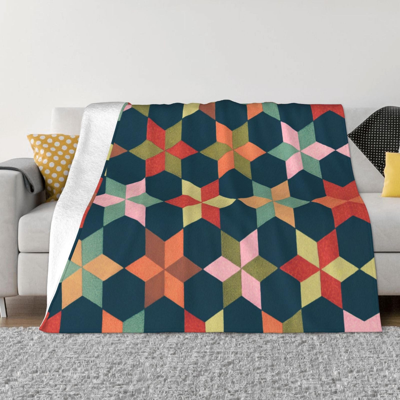 Couverture en flanelle Geometriske contre le froid au bureau et sur canapé