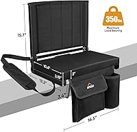 Vista 2 de APEXUP Asientos de estadio con soporte trasero, asiento portátil para gradas con bolsillo grande y soporte para tazas, silla ancha para estadio