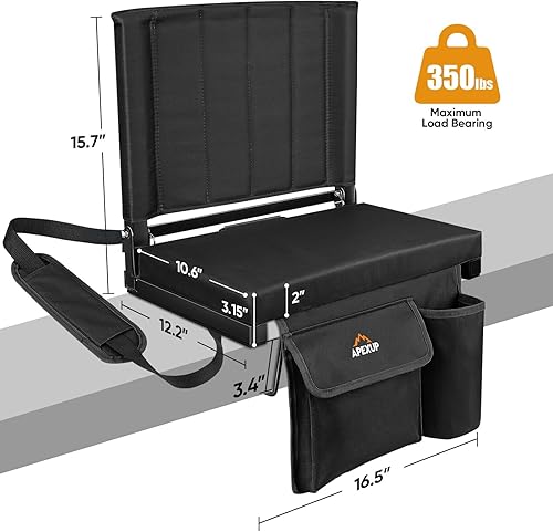 Miniatura 2 de APEXUP Asientos de estadio con soporte trasero, asiento portátil para gradas con bolsillo grande y soporte para tazas, silla ancha para estadio para