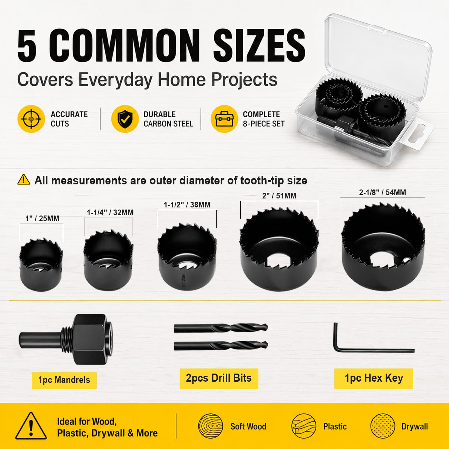 KATA 8-Piece Hole Saw Kit - Drill Perfectly! -2