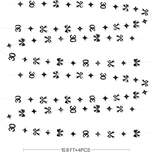 Miniatura 23 de Decoraciones doradas de 30 cumpleaños número 30, guirnalda de estrellas centelleantes metálicas, para colgar en banderines, telón de fondo para Oro