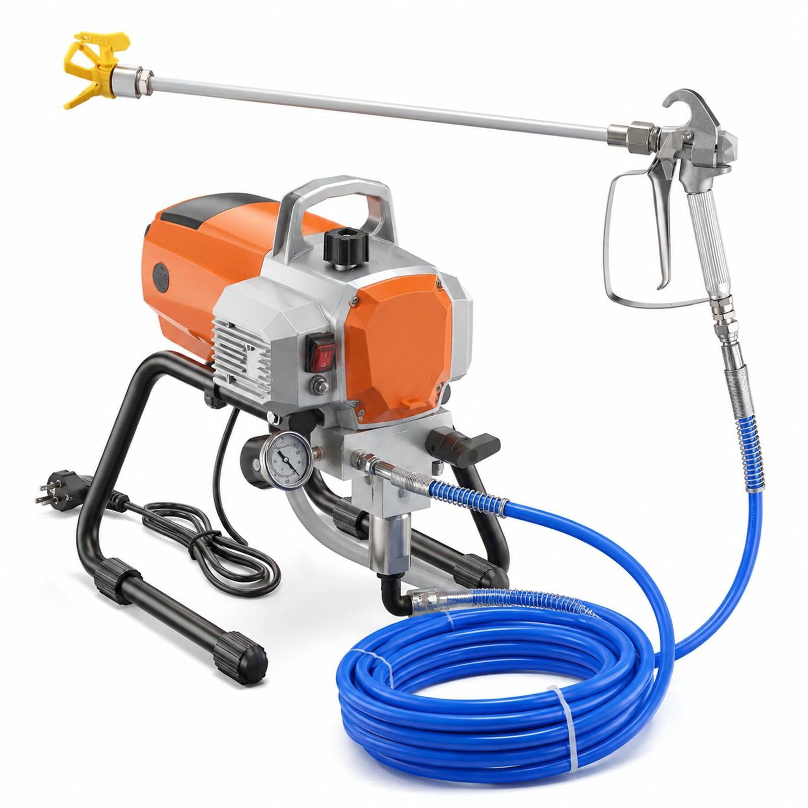 Bezpowietrzny agregat malarski 1800 W, 3000 PSI, 1,8 L/min z pistoletem, wężem, regulacją ciśnienia do ścian, sufitów, drewna, metalu
