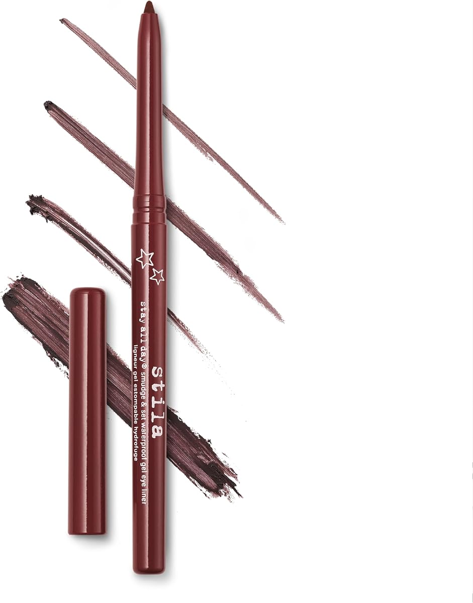 Stay All Day Smudge & Set Delineador de ojos en gel resistente al agua | Lápiz delineador de ojos en gel de larga duración para línea apretada y línea de agua, a prueba de decoloración, resistente al agua, color edificable de deslizamiento suave, libre de crueldad