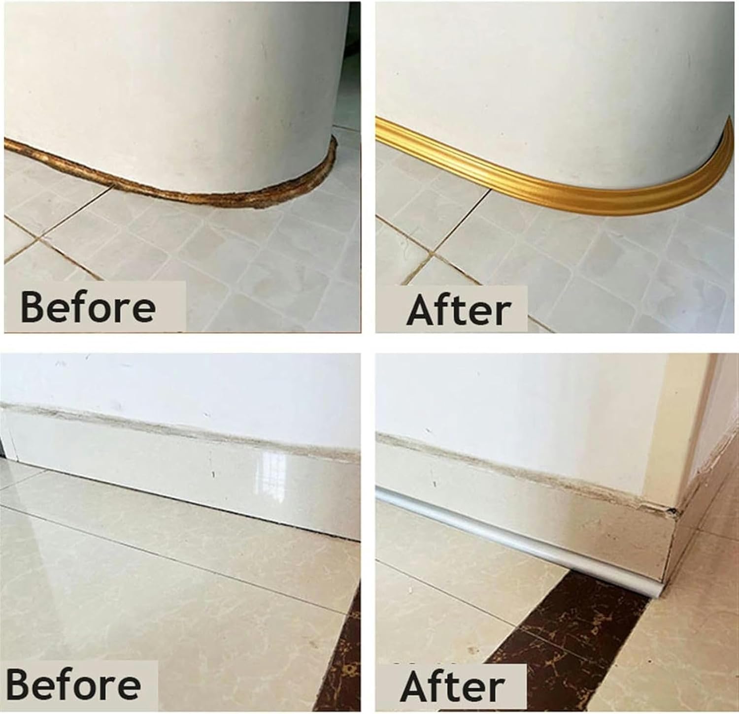 3.2ft Quarter Round Molding Trim Flexible Self-Adhesive Caulk and Trim Strips Floor Edges and Tile Edge, Waterproof Caulk Strip for Wall, Ceiling, Countertop, Cabinate