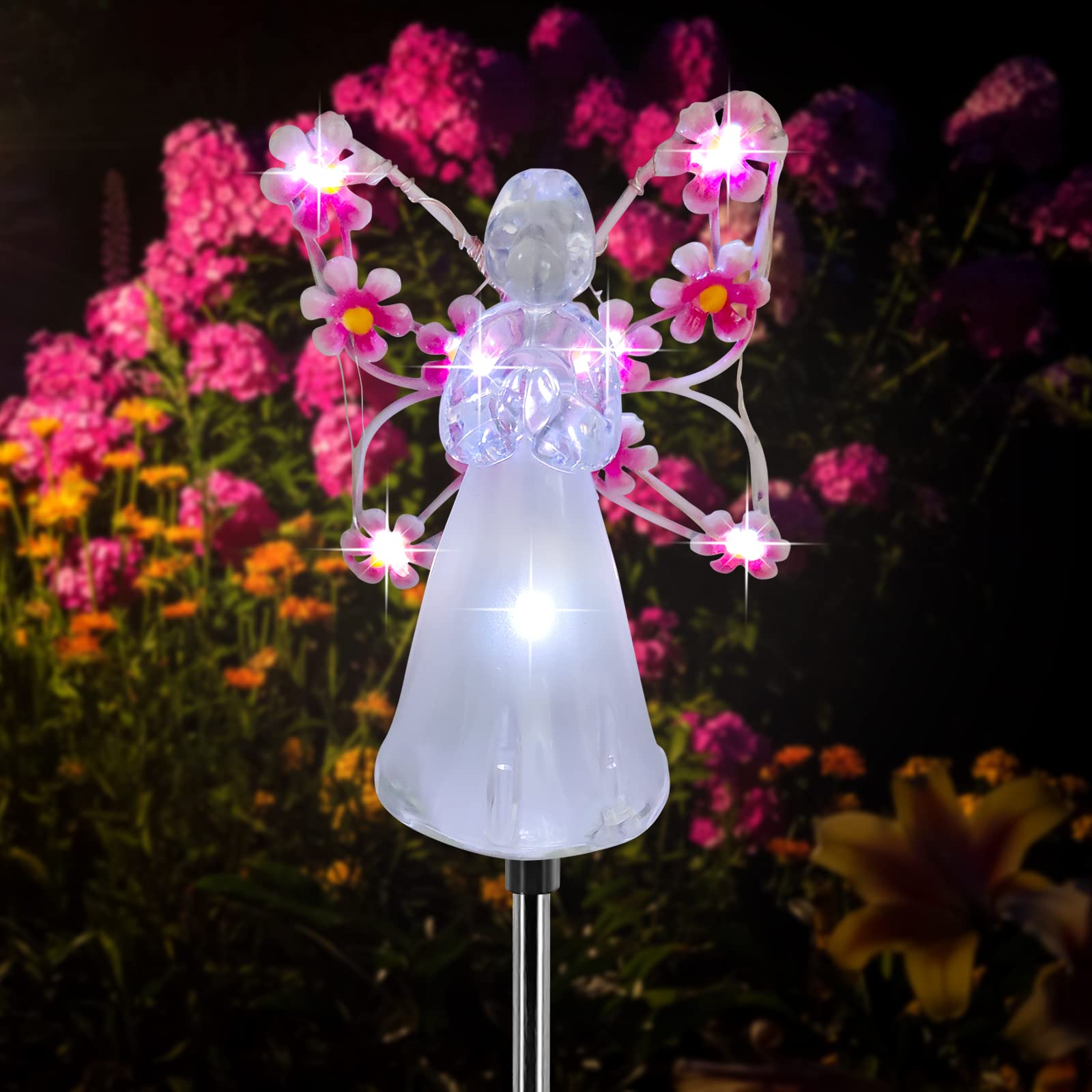 Angel Solar Lights Outdoor, 1 Pack Angel Solar Garden Stake Lights