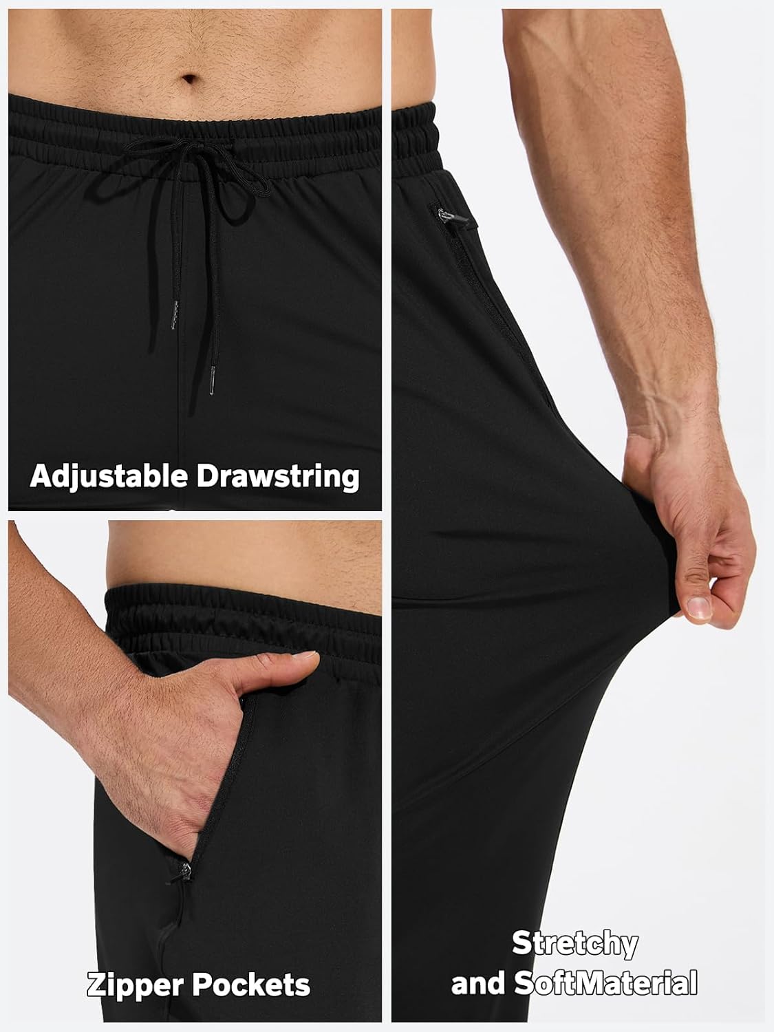 Celfaeree 3-4 Packs Mens Sweatpants with Zipper Pockets Lightweight Workout Joggers for Men Men's Athletic Running Pants - Image 6