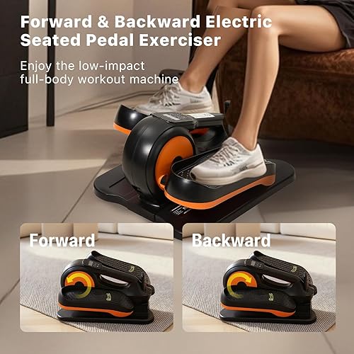 Miniatura 4 de Máquina elíptica para debajo del escritorio, ejercitador eléctrico de piernas elipse como ver en la televisión con control remoto, 12 velocidades de