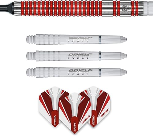 Miniatura 6 de Winmau Overdrive - Juego de dardos con punta de acero (90 % tungsteno) con vuelos y ejes de prisma (tallos)