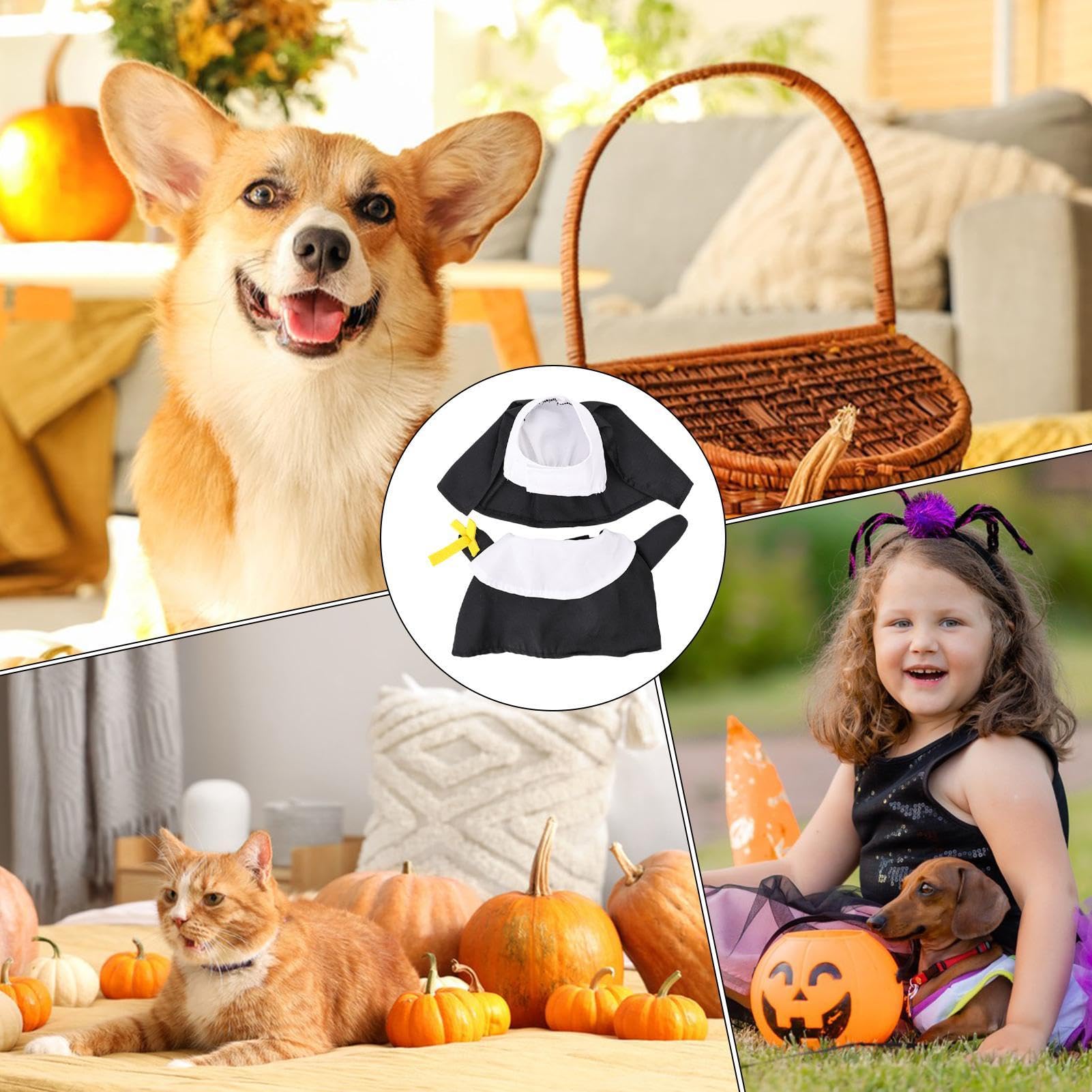 HOTUMN Nonne Halloween-Kostüm Für Kleine Hunde & Katzen – Inkl. Kleid & Hut, Verstellbar