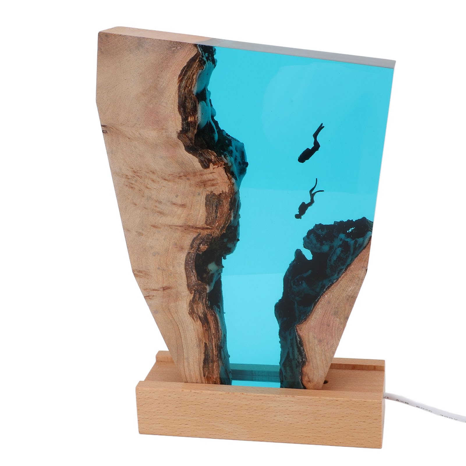 Ocean lampka nocna żywica lampa LED do dekoracji sypialni, unikalny motyw nurkowy artystyczna ozdoba do domu