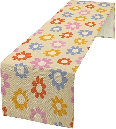 Miniatura 13 de Camino de mesa retro de los años 70, estilo vintage, abstracto, moderno, bohemio, espiral, espiral, ondas, granja, cena, camino para el hogar,