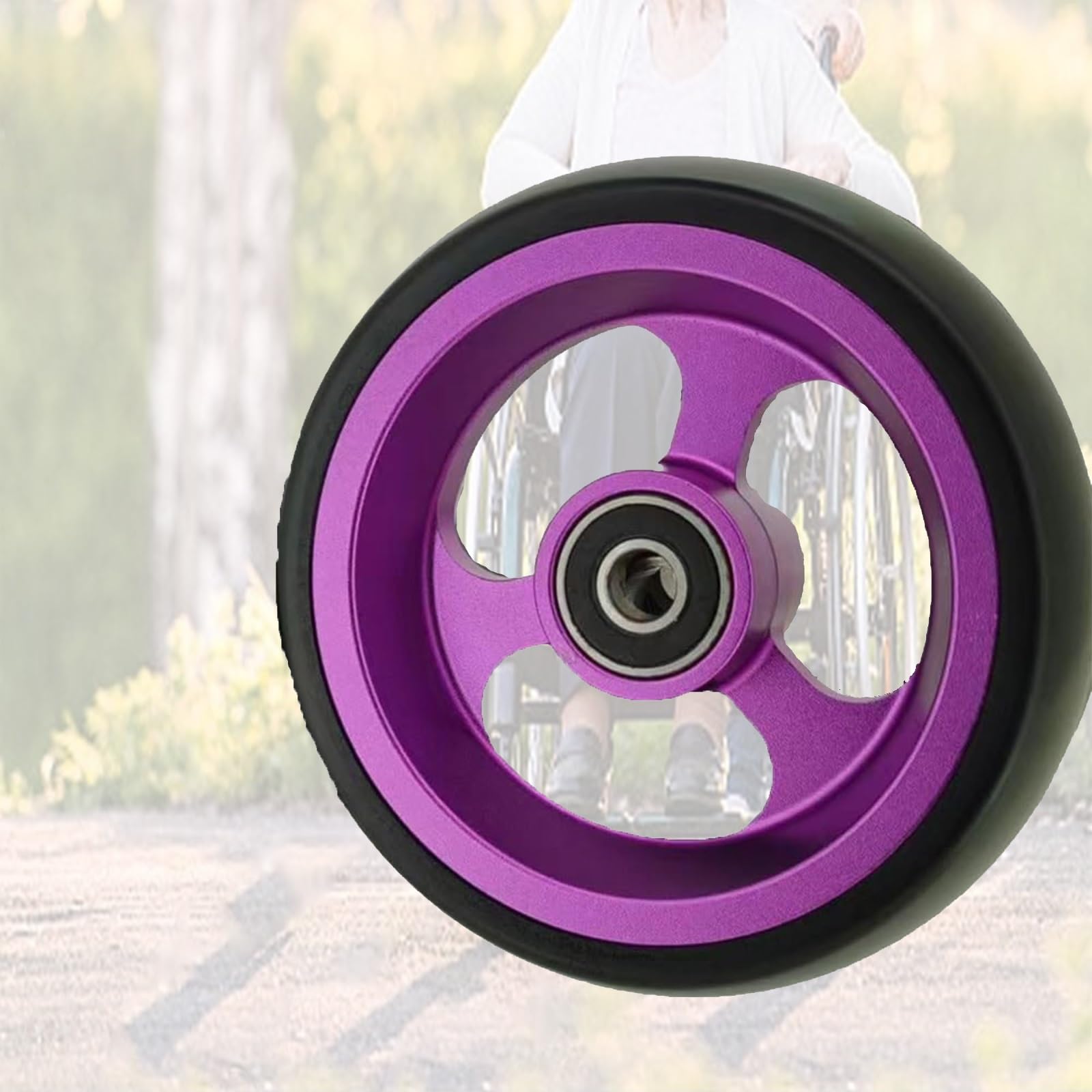 Jkxlslax Purple Wheelchair Front Wheels 5In, 1 Pcs Wheelchair Caster, Replacement Wheelchairs Wheels, For Rollators, Adults, Seniors(,10Cm/4In)