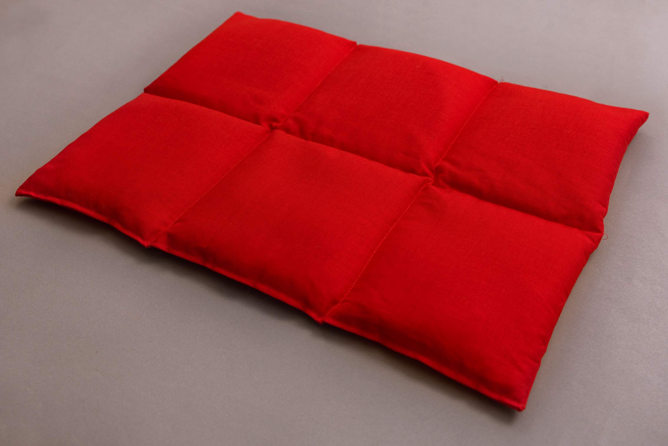 Cuscino termico: Cuscino con semi di colza 40x30 6 compartimenti - rosso - Cotone Bio - Terapia caldo e freddo