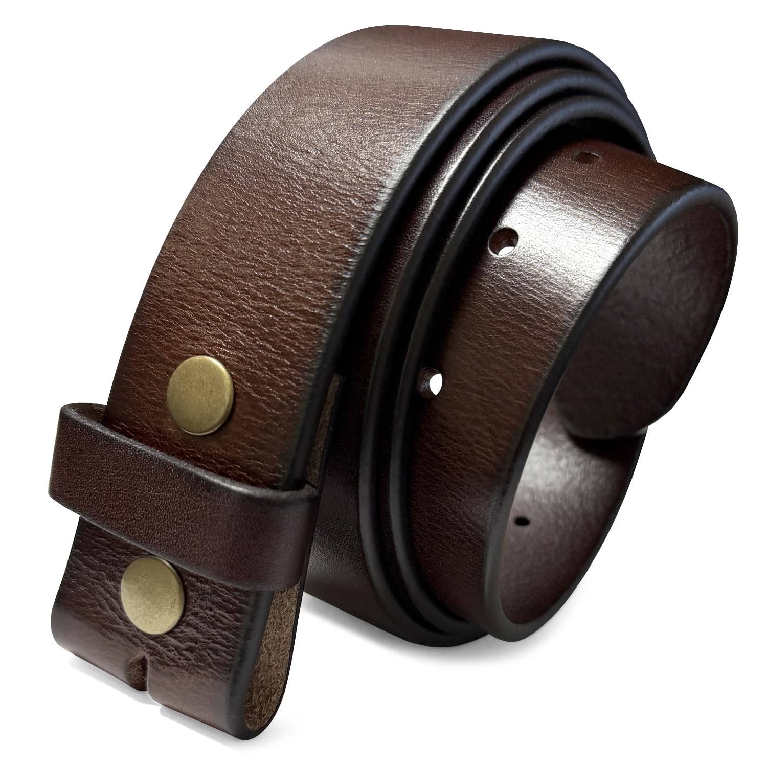 100% One-Piece Full Grain Leather Belt Straps with No Slot Hole/Slot Hole/Heavy-Duty, Multi Options 1-1/2" (38mm) Wide