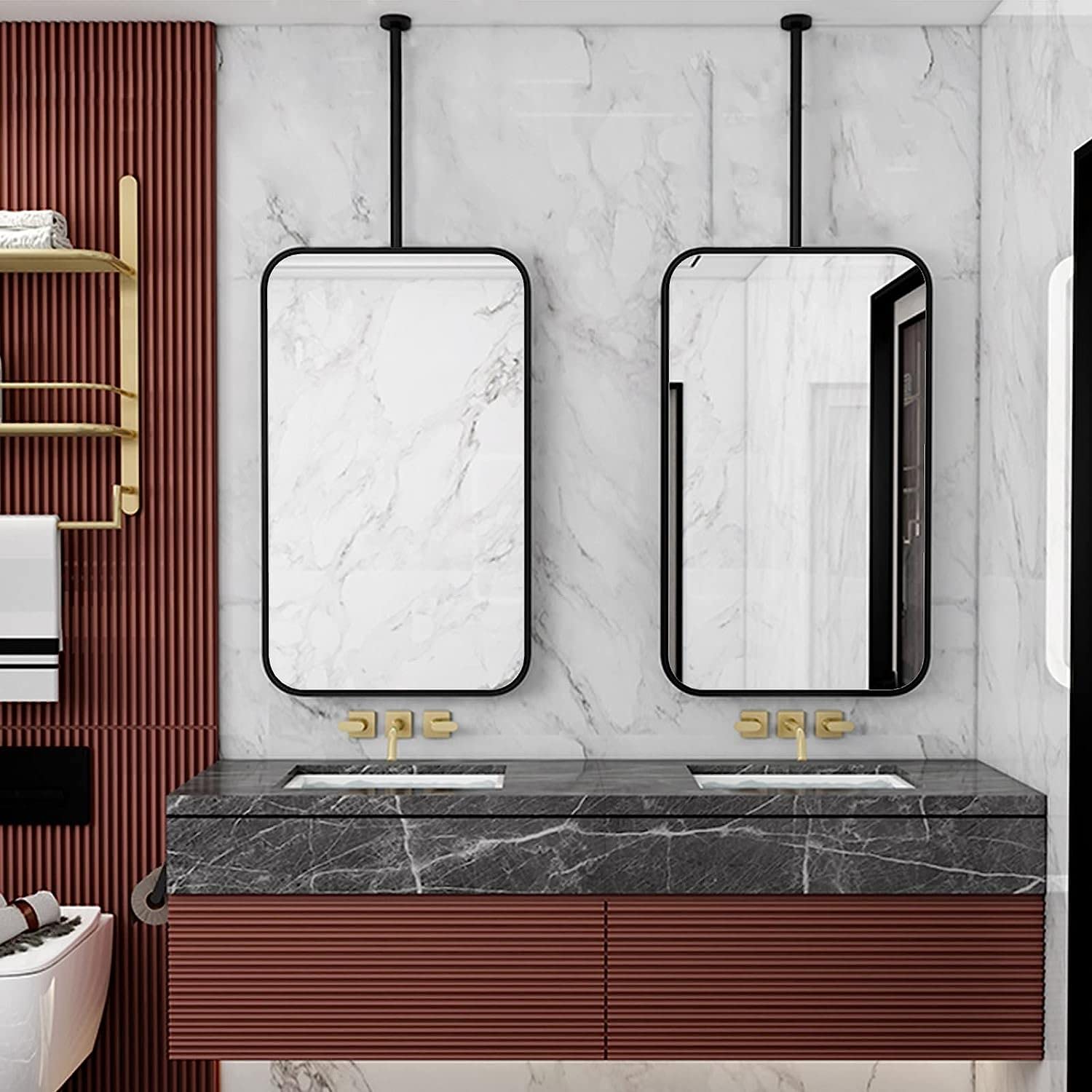 Miroir de salle de bain suspendu anti-déformation pour éclairer le salon