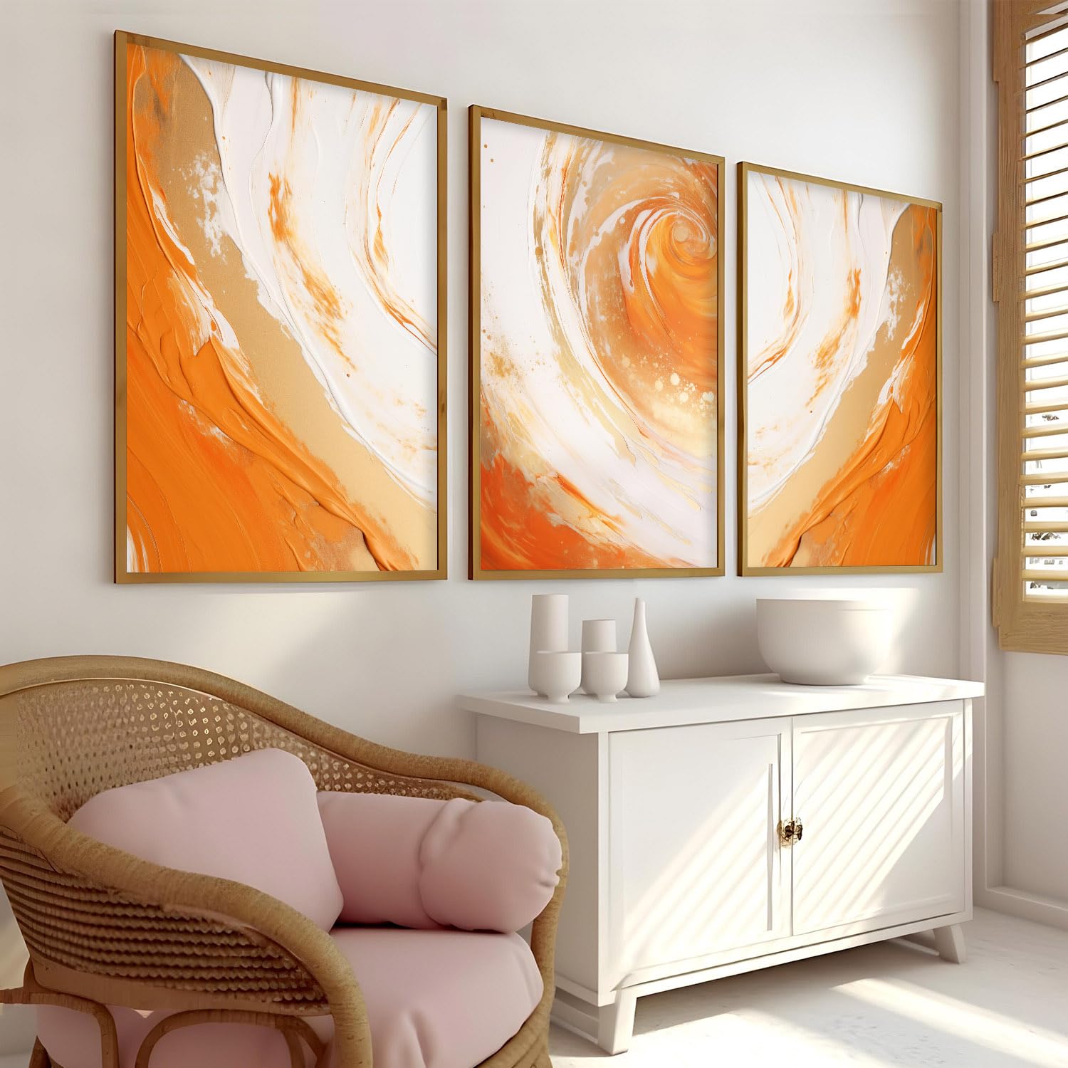 Amazon.com: Orange White Gold Canvas Wall Art Modern Yellow White