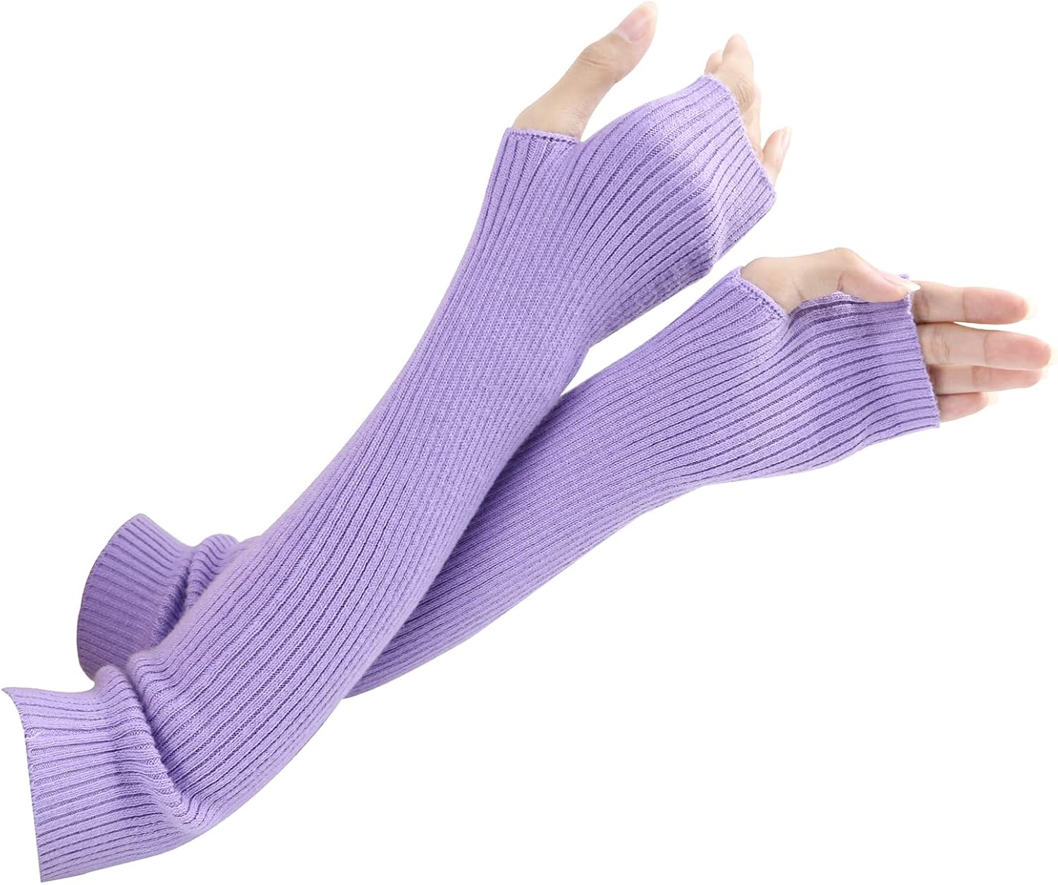 Arm Warmers Women, Facecozy Knit Warm Cashmere Blend Long Fingerless Gloves for Women Cold Weather Mittens with Thumb Hole at  Women’s Clothing store