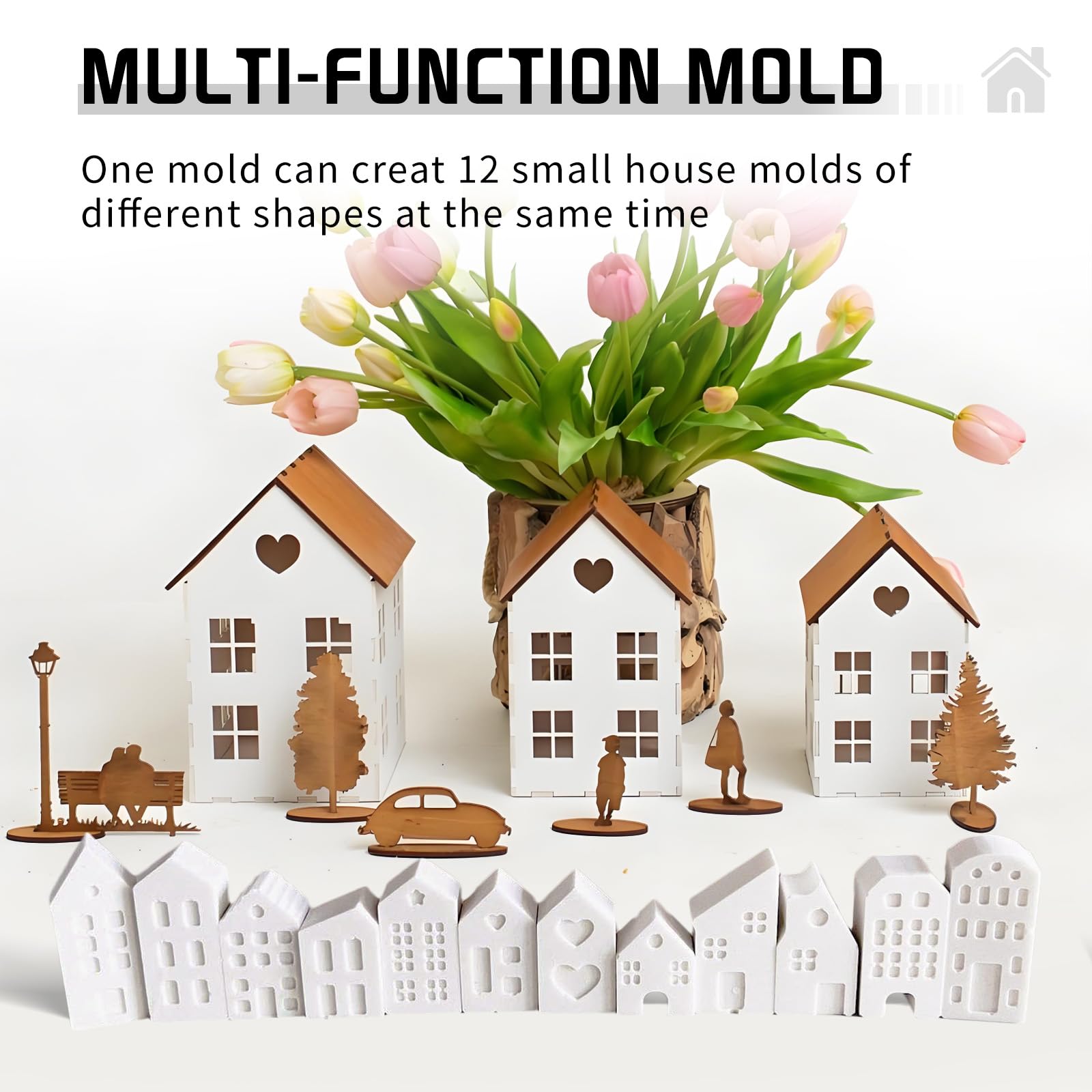 12 Stampo In Silicone Per Case In Miniatura – Per Gesso, Resina, Cemento E Candele – Fai Da Te Decorazioni Natalizie - 6