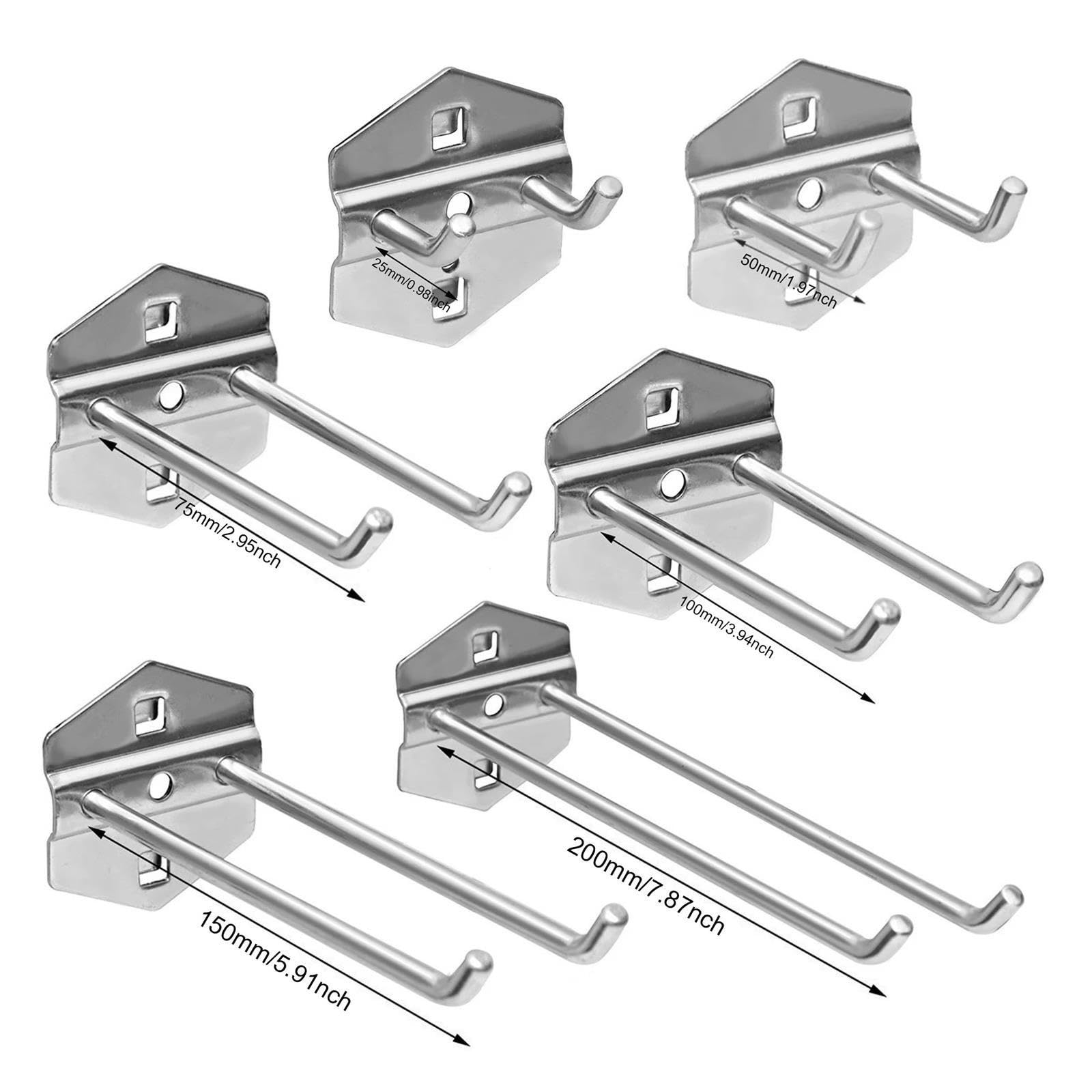 25/50/75/100/150/200mm Garage Pegboard Gancio Foro Bordo Acciaio Obliquo Gancio Scaffale Martello/Pinze Montaggio A Parete Rack di Stoccaggio(75mm,10pcs)