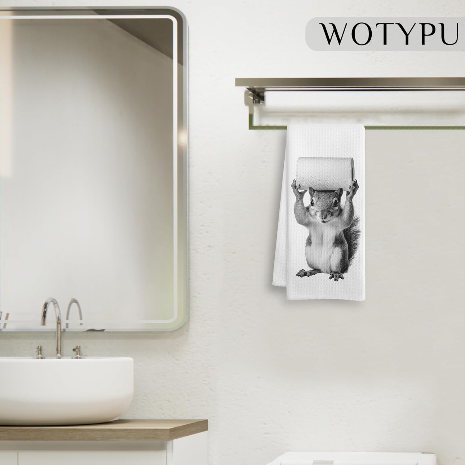 Squirrel Gifts Hand Towels for Bathroom, Squirrel Lovers Gifts, Squirrels Gifts Decorative Hand Towels for Kids Guest Bathroom Washroom Power Room Vanity Half Bath, 16X24 Inch - Image 5