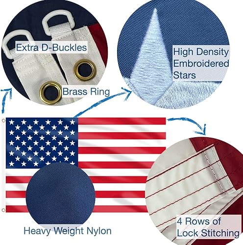 Miniatura 3 de Bandera americana extra grande, bandera de Estados Unidos, resistente viento alto 48 estrellas bandera estadounidense con estrellas bordadas, rayas