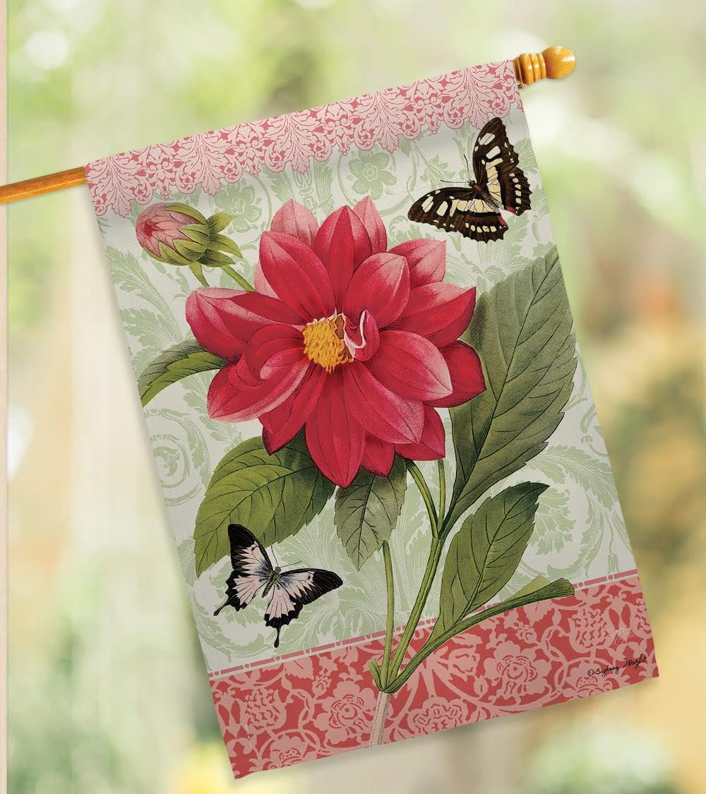 Breeze Decor FL-H-104080-IP Double Dahlia Decorative Vertical House Flag, 28" x 40", Multicolor
