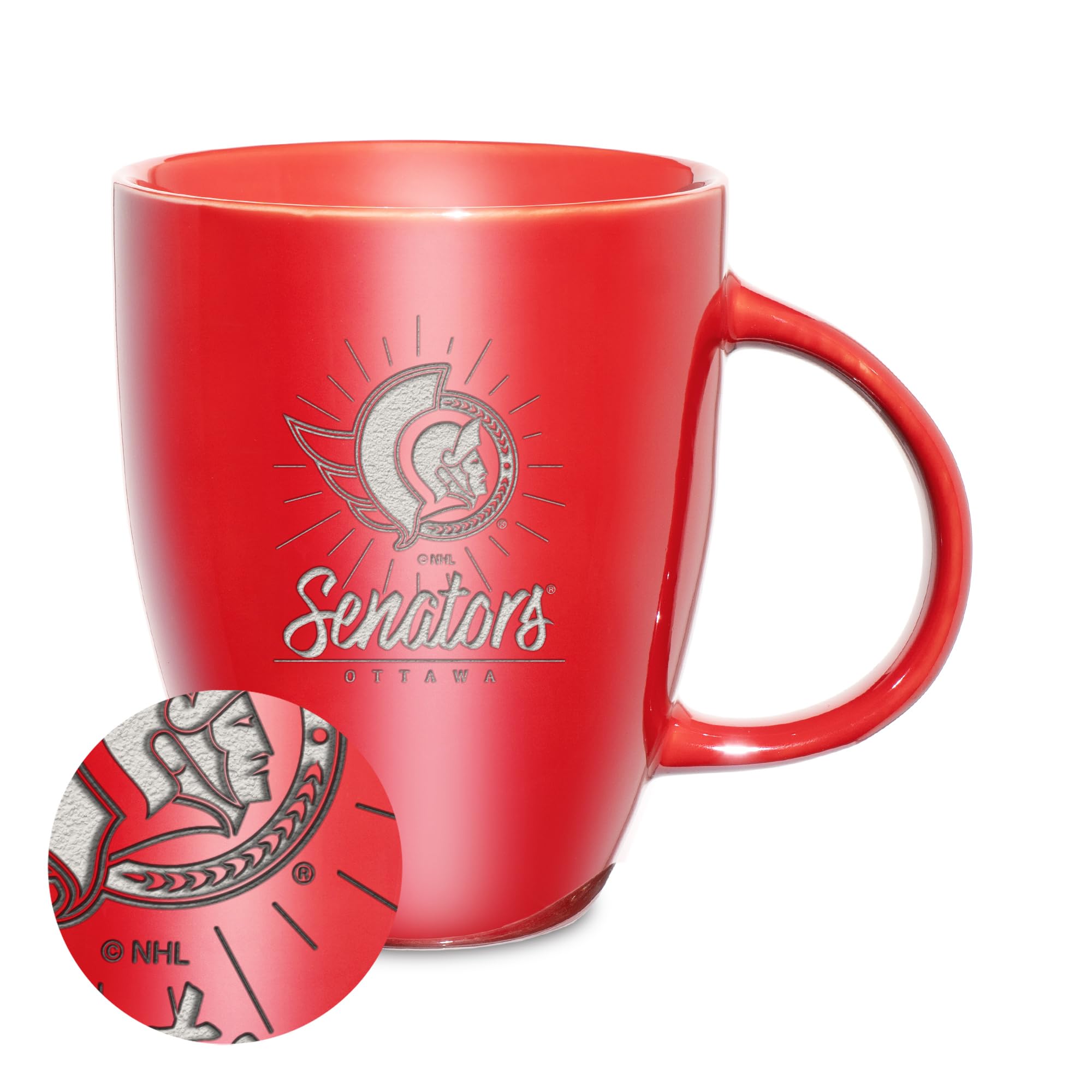Rico Industries NHL Hockey Carolina Hurricanes Sunburst 18oz Laser Engraved Ceramic Lustre Mug