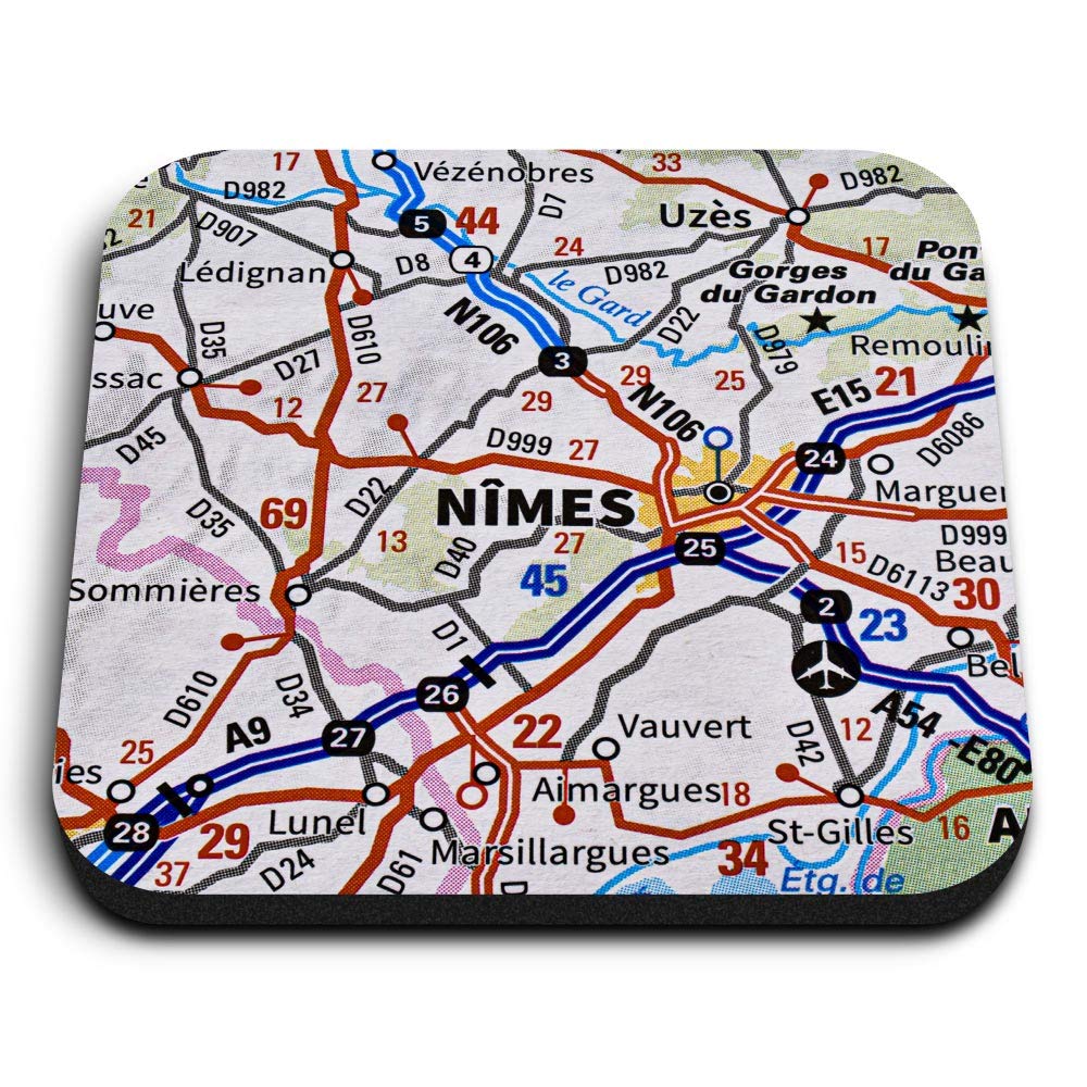 1 x Square MDF Fridge Magnet - Nimes City France French Travel Map 45879