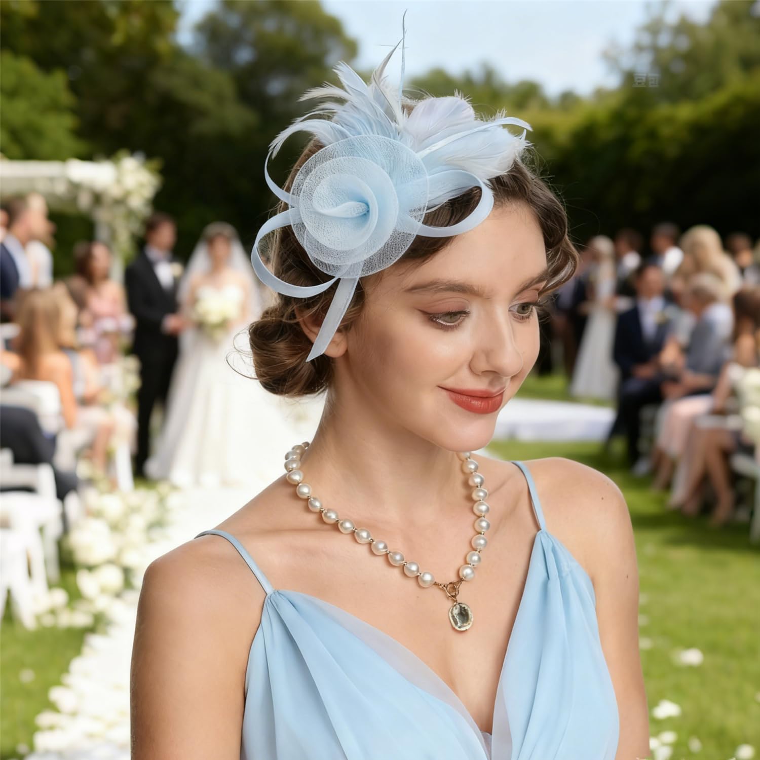 Haojing Fascinator mit Netz, Hut und Federn