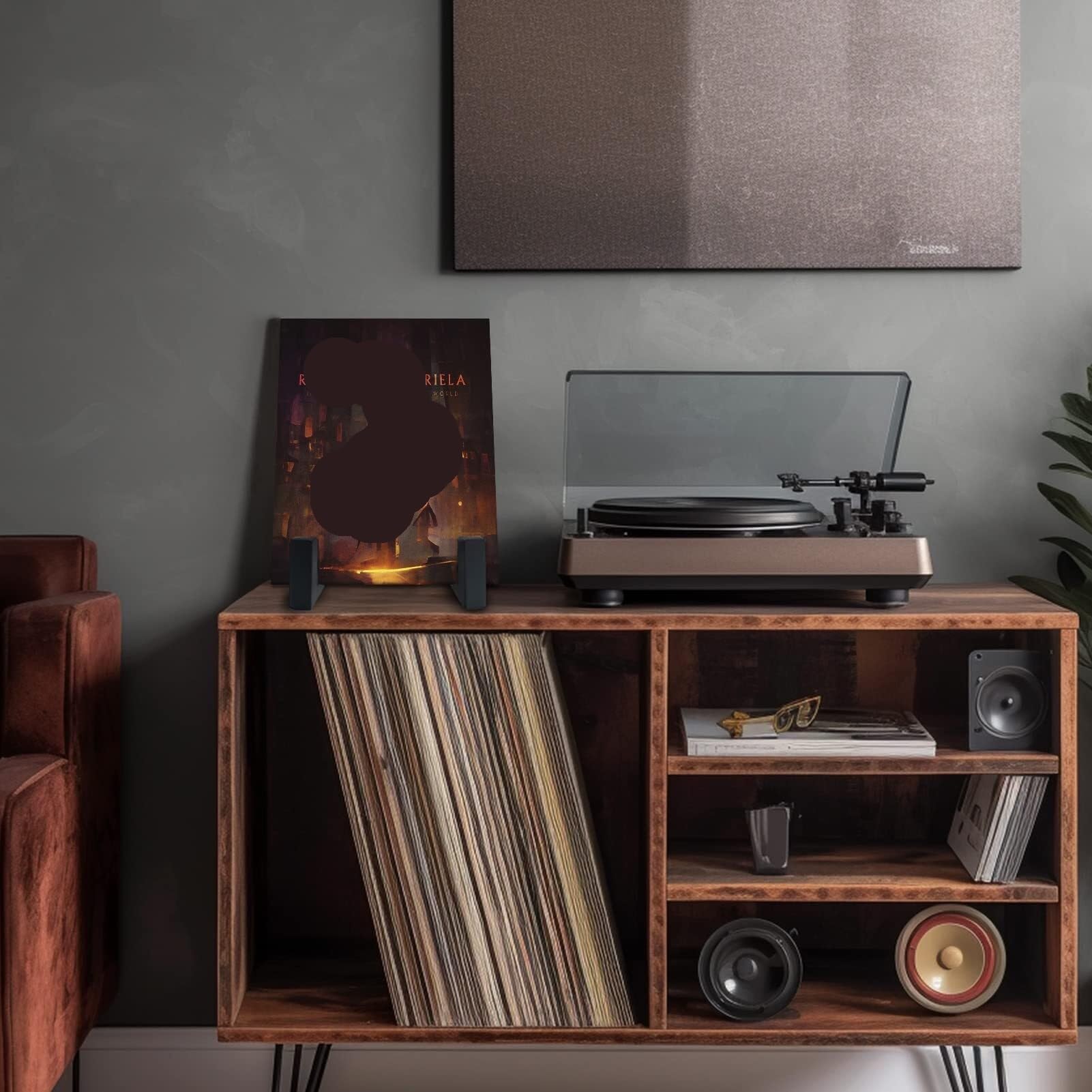Stojak na Płyty Gramofonowe Metalowy Stojak Na Płyty Winylowe, Biurko, Styl Retro, Minimalistyczny, Do Ekspozycji Płyt Winylowych Uchwyt do Przechowywania Płyt