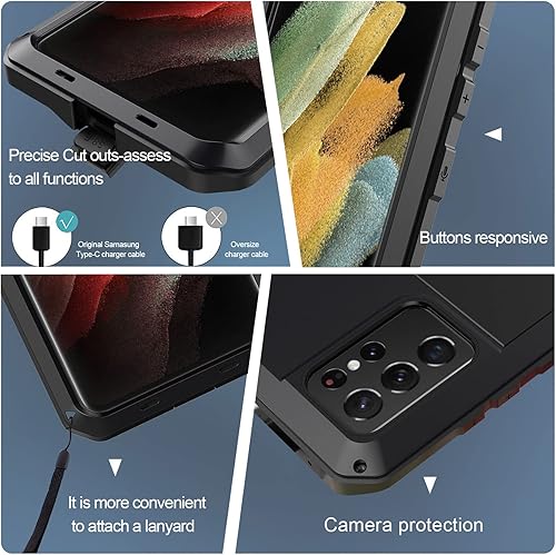 Miniatura 6 de KVIBEO Funda para Samsung Galaxy S23 UltraS23 PlusS23, compatible con funda de carga inalámbrica, protector de pantalla integrado, grado militar, a