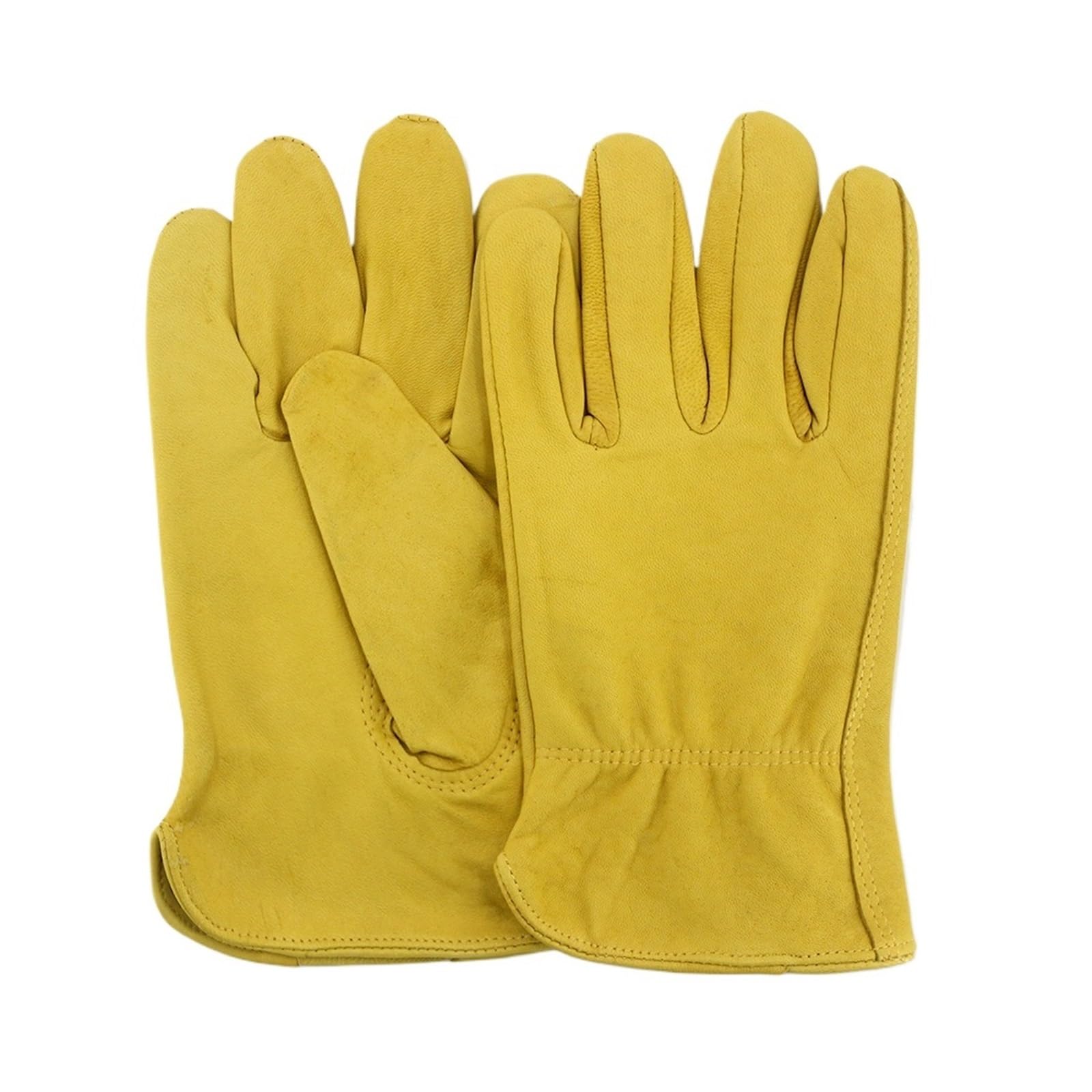 Guanti da lavoro in pelle di pecora HY007 per guida camion giardinaggio | Guanti in pelle gialli, 0.7mm-0.8mm, leggeri, morbidi e traspiranti per costruzione e giardino