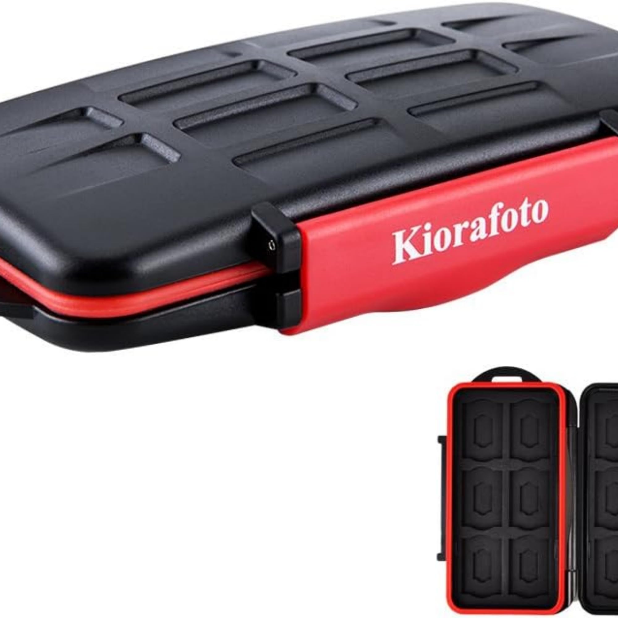 Kiorafoto Porta SD Card, 24 Slot per 12 SD SDXC SDHC Cards + 12 TF Micro SDXC SDHC Cards, IPX5 Impermeabile e Antiurto, con Moschettone, Compatta e Portatile