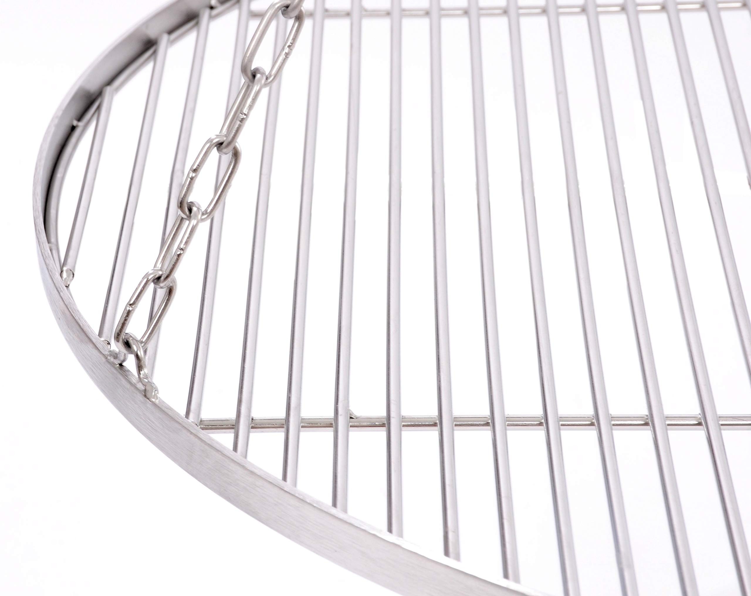 80 cm Grillrost Edelstahl für Schwenkgrill 3 Bein BBQ Grill Rost mit Kette 14 mm Stababstand