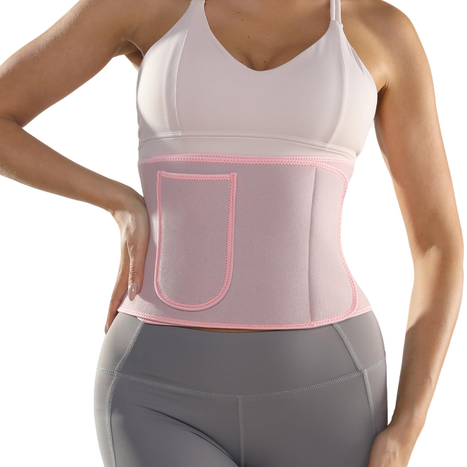 Sweat Belt for Men & Women Fat Burner, Waist Trainer Belt,Providing Tummy Control and Shaping, Back Support, Promoting Perspiration, with Pockets, Adjustable, Suitable for Gym, Yoga-image-12
