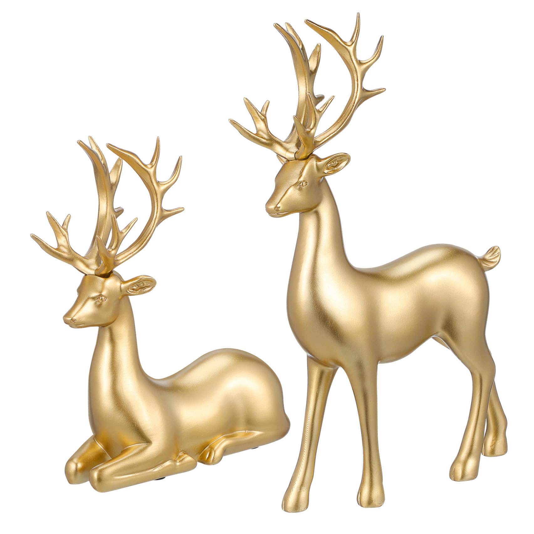 2 Stück Weihnachtliche Elchfigur aus Kunstharz in Gold Leichte und Einfache Tischdekoration für Festliche Schreibtisch und Wohnraumgestaltung