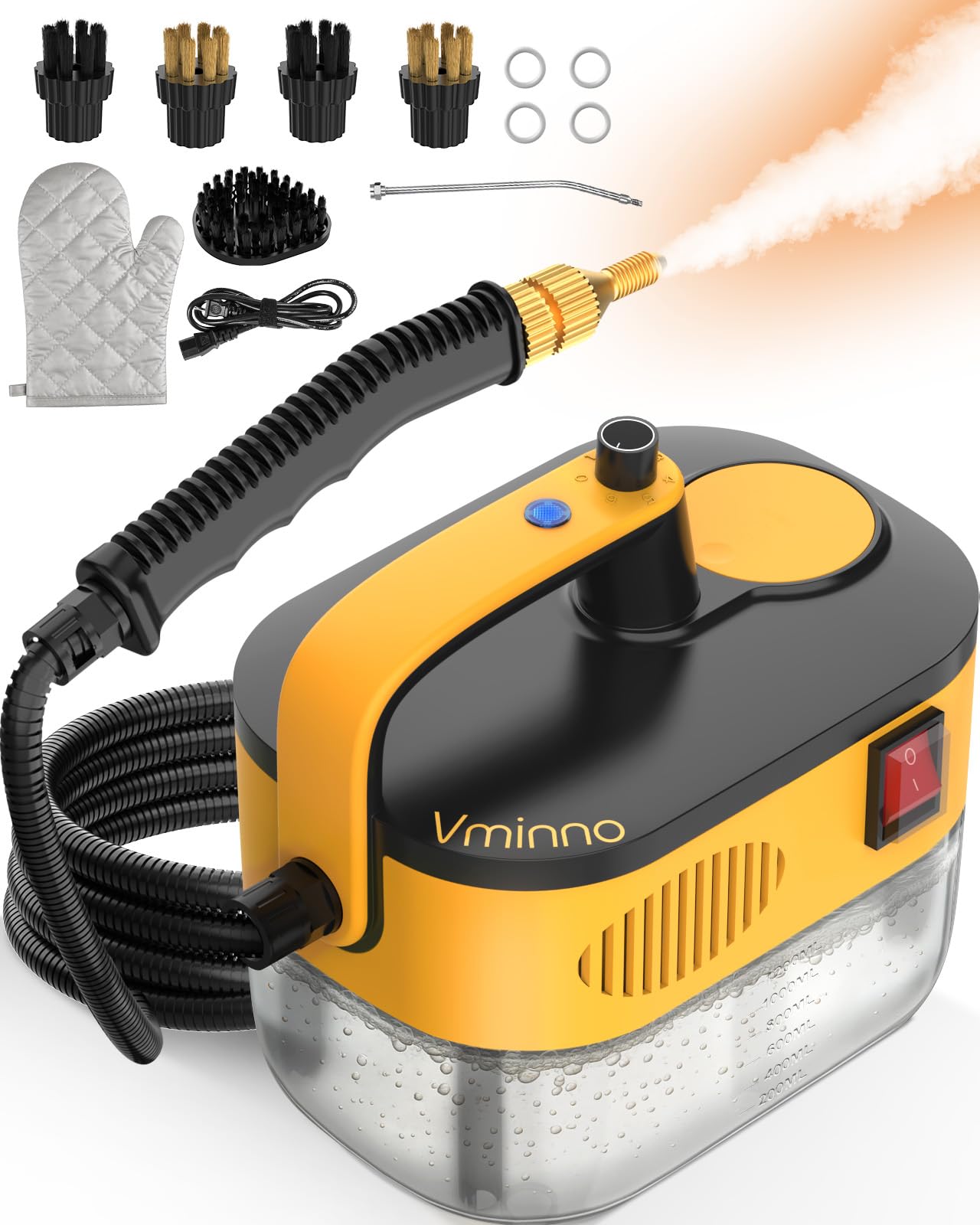 Heavy Duty Steam Cleaner for Home Fast Heating 1 2L Tank 6-Level Adjustable Pressurized Portable Steamer for Cleaning