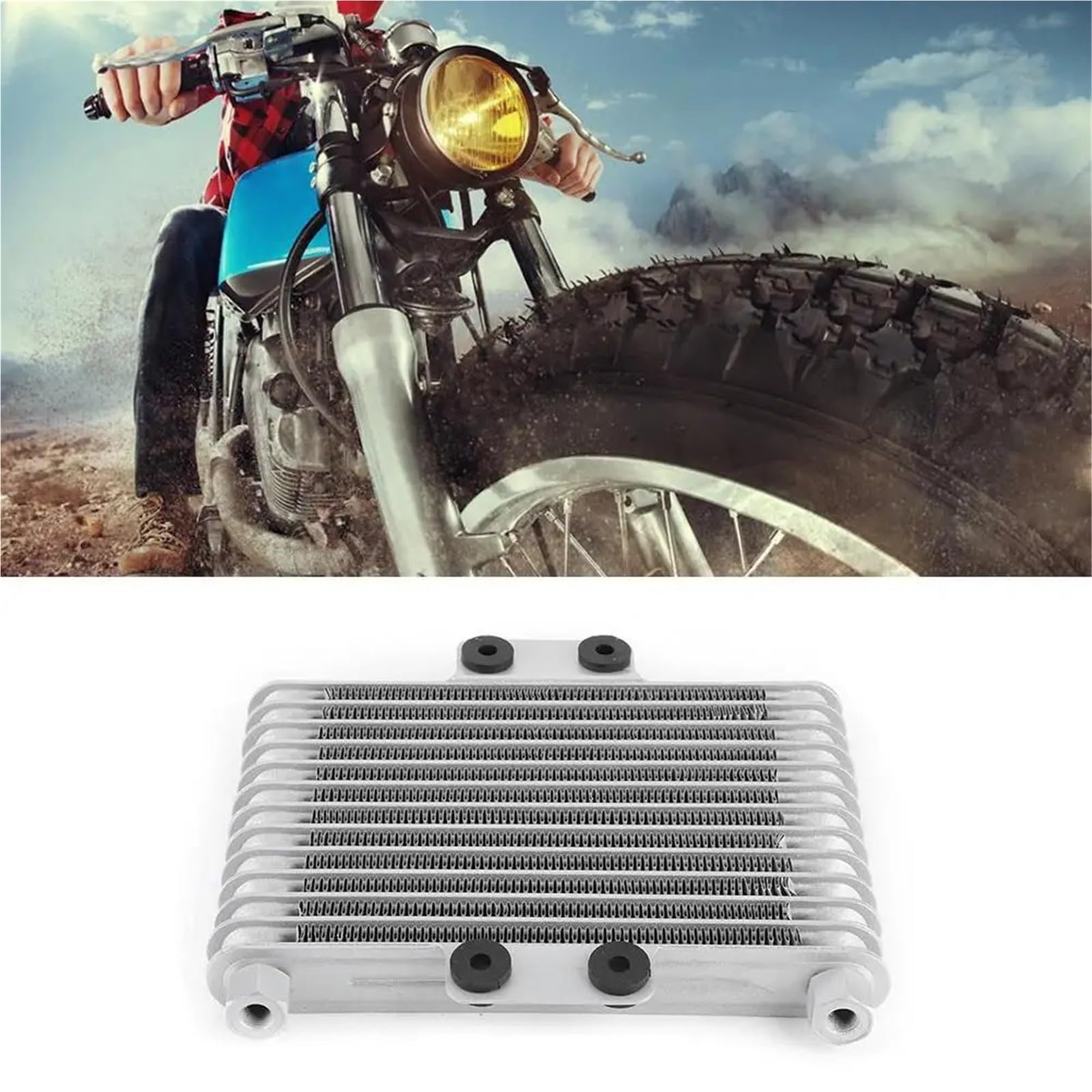chłodnicy oleju przekładniowego Chłodnica oleju 13-rzędowa uniwersalna chłodnica do silnika motocyklowego pasująca układu chłodzenia 125-250 Silver ręczny przetwornik chłodnicy
