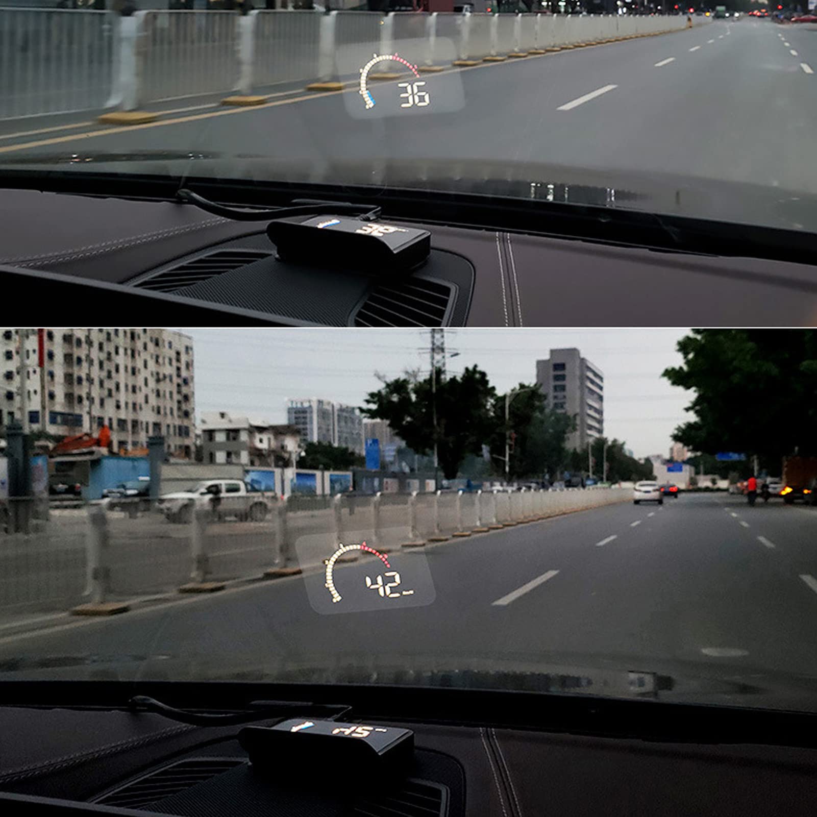 Monitor de proyector HUD con pantalla frontal universal para vehículos estándar OBD II - Instrumento multifunción portátil con velocidad RPM Temperatura del agua Pantalla de