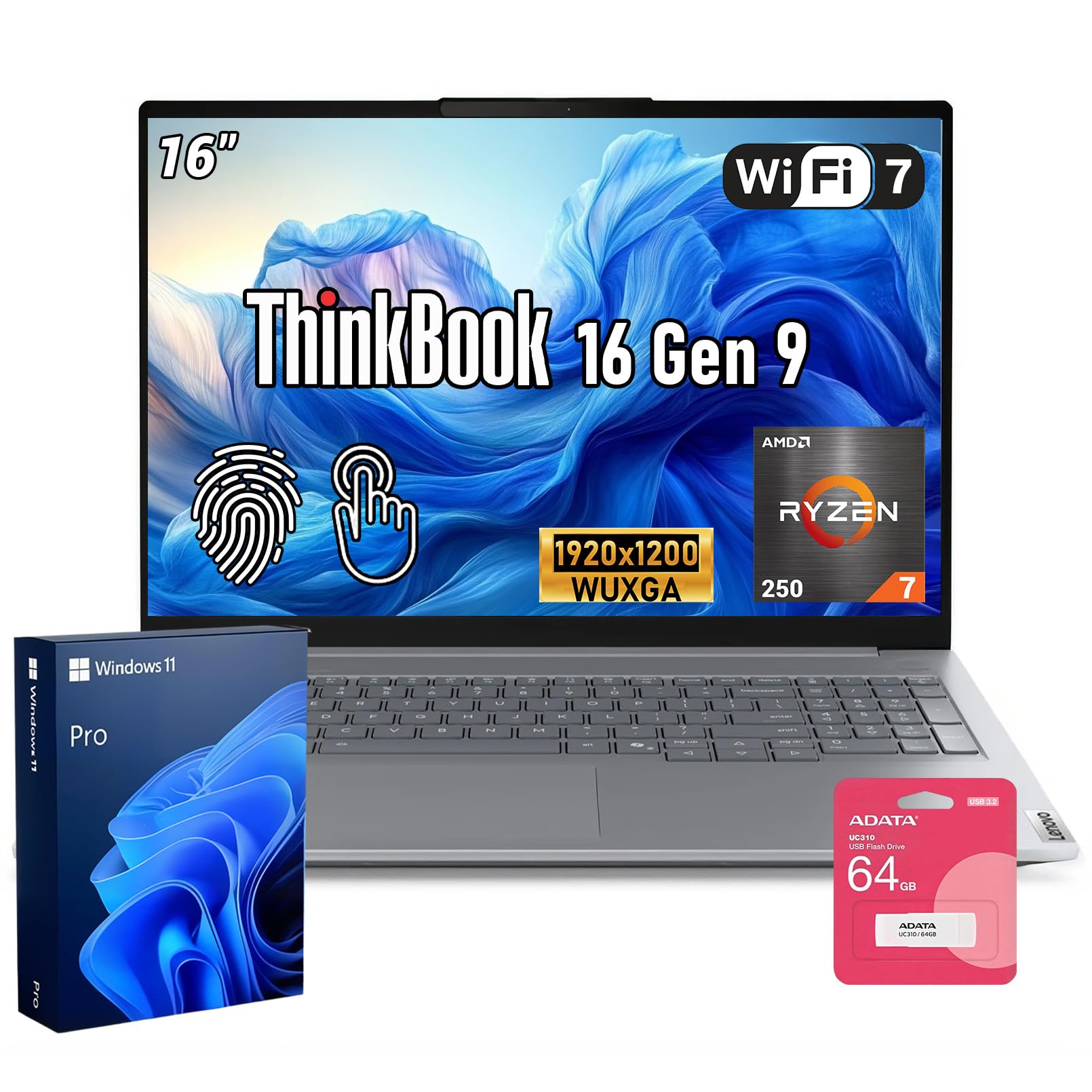 Lenovo ThinkBook 16 Gen 9 AMD Ryzen 7 250 Touchscreen Business Laptop