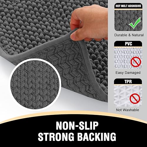 Miniatura 6 de H.VERSAILTEX Juego de tapetes de baño para baño, suaves y absorbentes de agua, tapete de felpa antideslizante y lavable para sala de estar (juego de