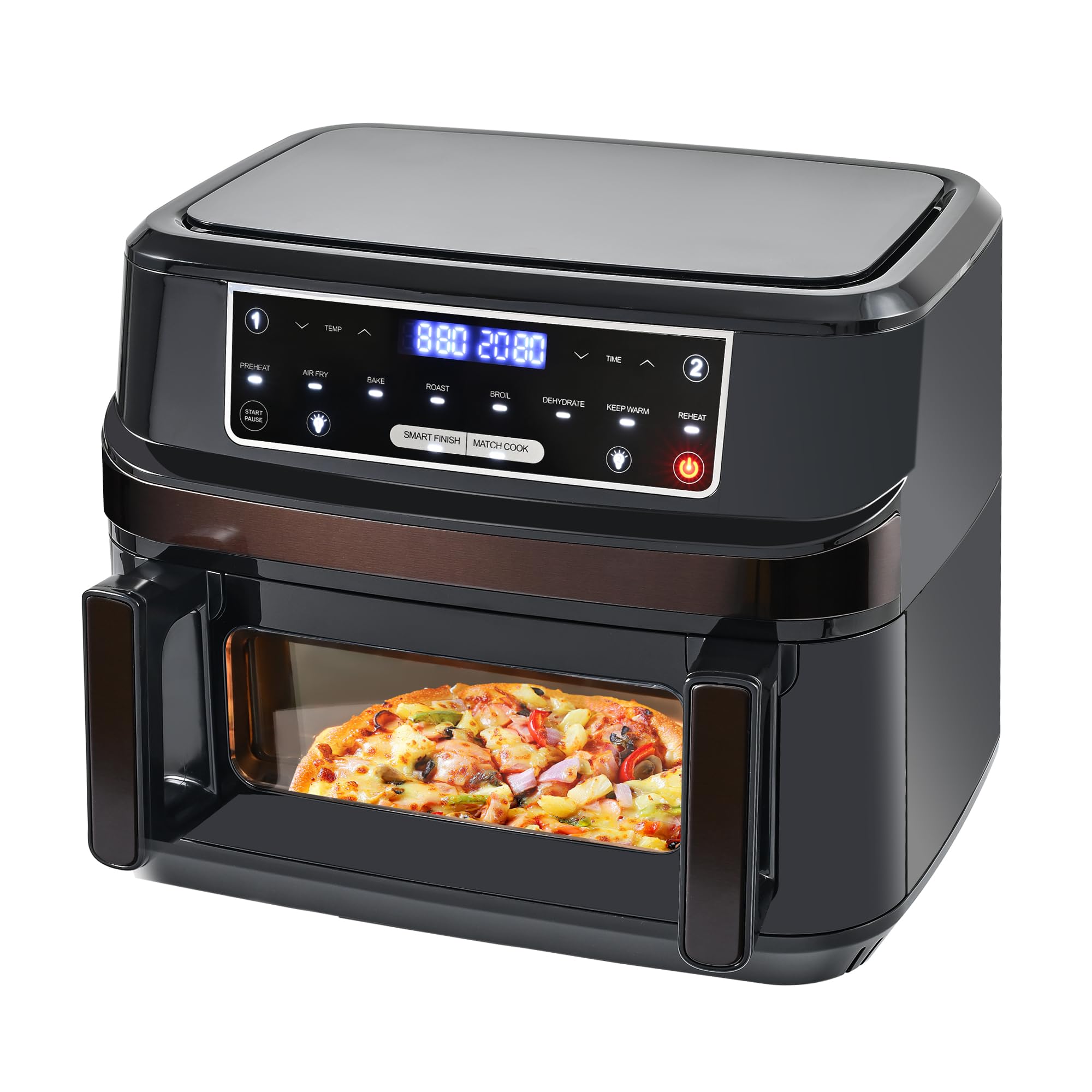 Friggitrice ad Aria 12L con Camere Singole e Doppie Regolabili, Emphsism XXL Airfryer con Finestra, Friggitrice Senza Olio, 8 Modi, Pannello Touch