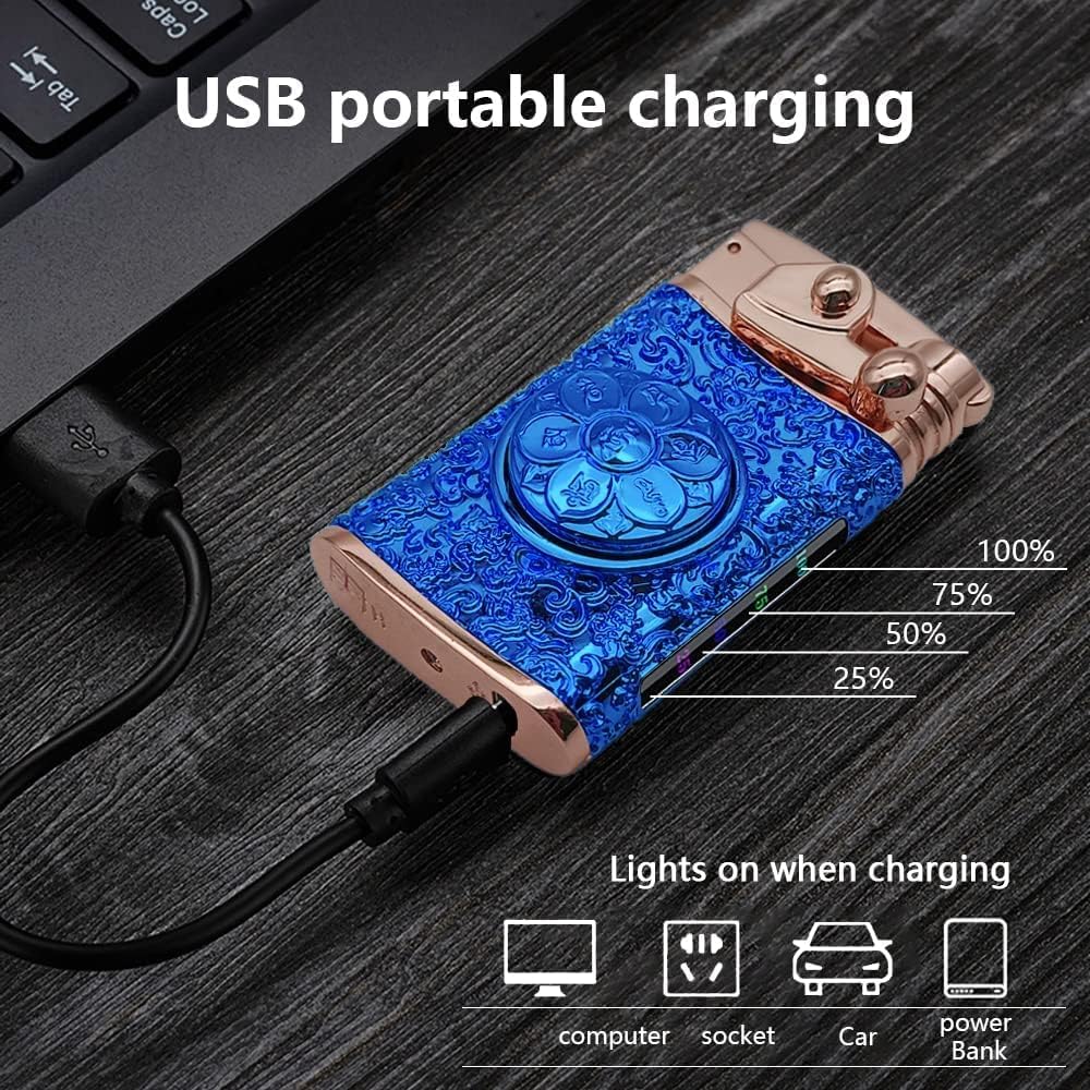 GADATOP Briquet électrique à arc plasma sans flamme rechargeable USB-C (bleu)