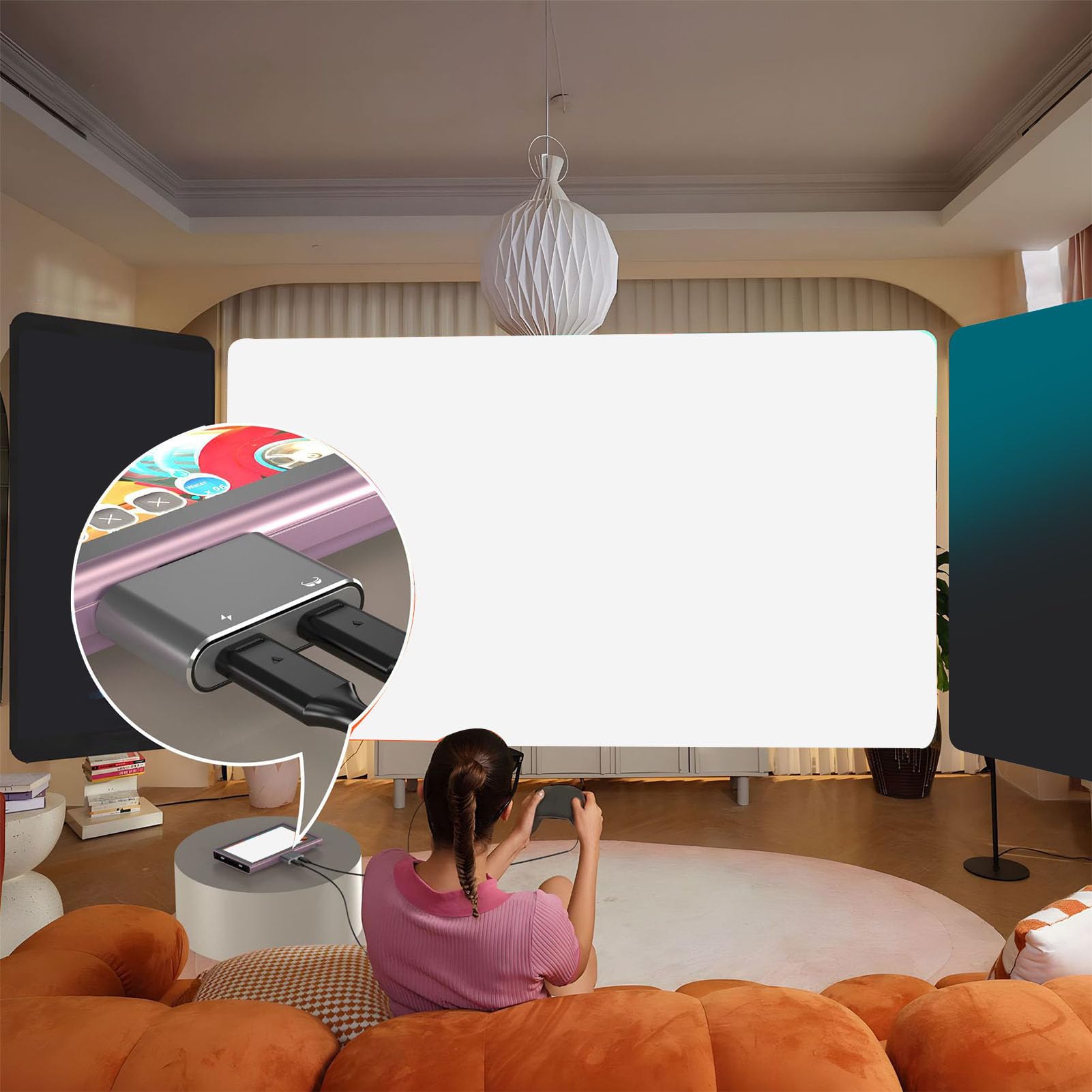 USB-C zu AR-Brillen Adapter, Laden & Spiele, Kompatibel mit 100 W PD-Aufladung und 4K 60 Hz Video Splitter, Lade-Hub für XREAL One/Air 2 Pro/Pro/RayNeo Air 2s/ XR/AR