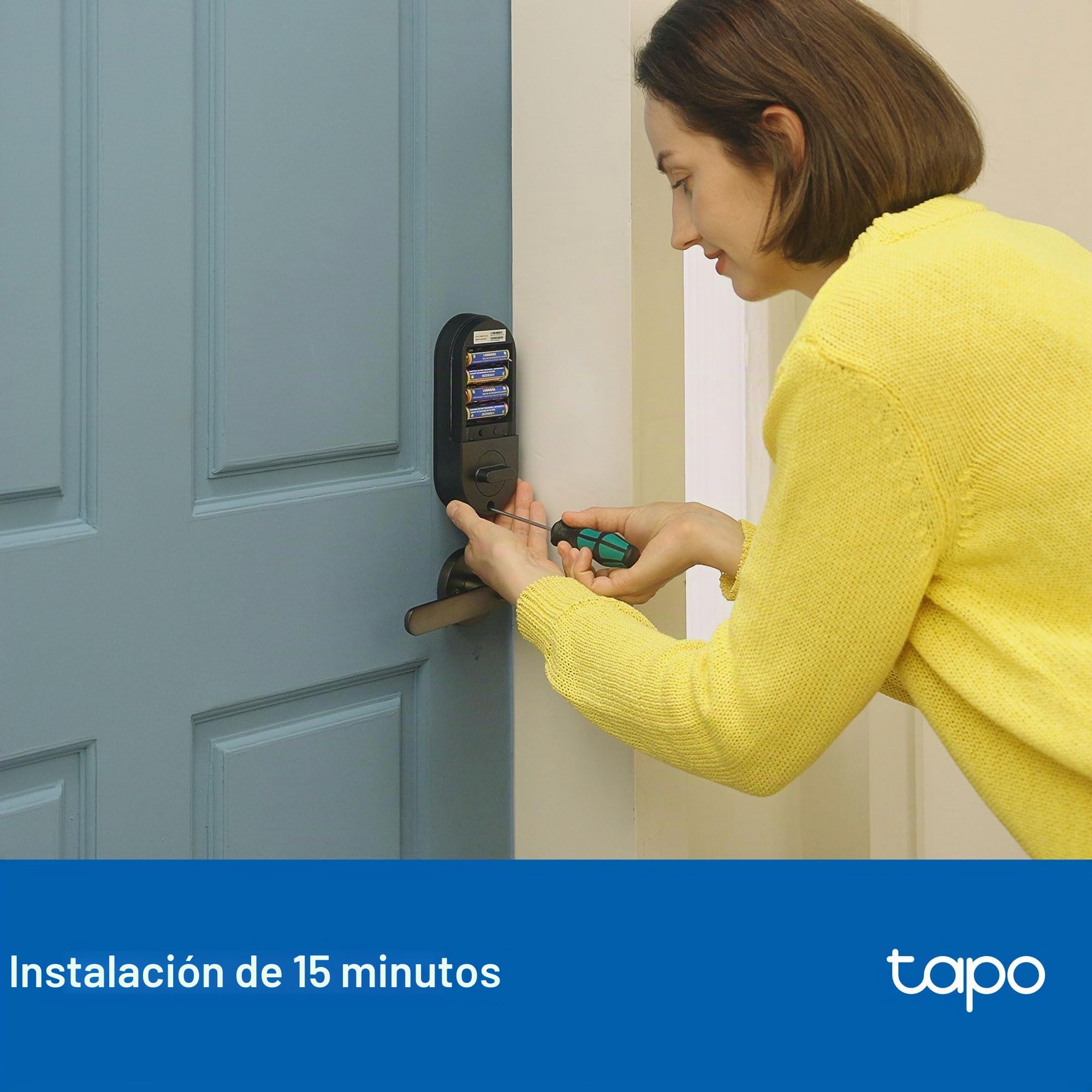 Tapo - Cerradura inteligente de puerta con cerrojo Wi-Fi – Botones táctiles sin llave, acceso personalizado con monitoreo en la aplicación, bloqueo automático, resistente a la intemperie IP54, grado