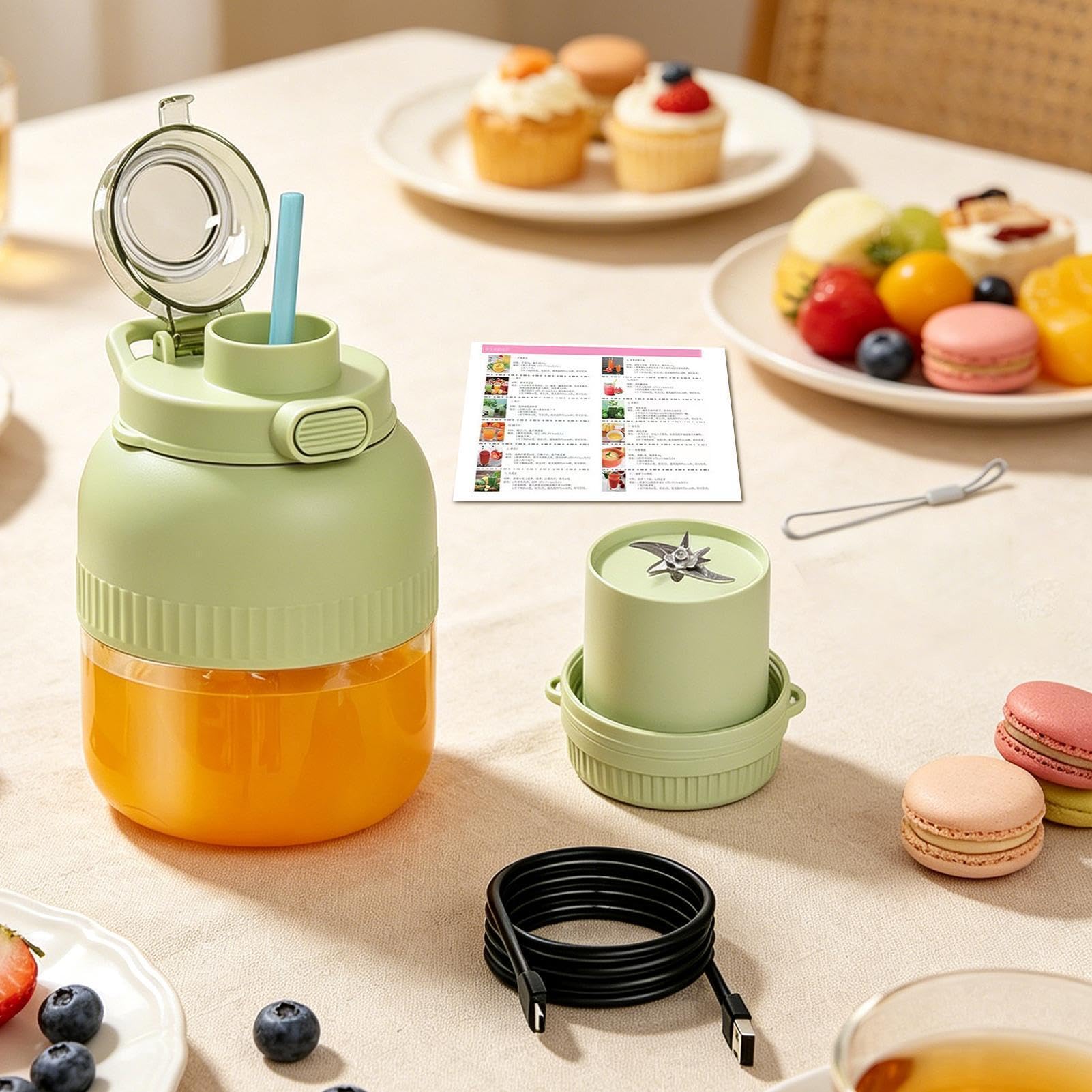 Gobelet Mixeur Portable Sans Fil Gobelet 500 ml Rechargeable par USB | Mixeurs Personnels Pour Shakes Café Boissons Aliments Cuisine Extérieur Pique-nique Camping Maison Été