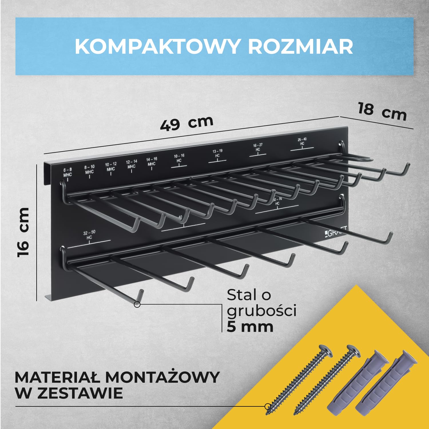 GRAFT zestaw opasek zaciskowych z uchwytem ściennym | 227 elementów | Uchwyt, śrubokręt | Zestaw obejm do rur | Regulowane zaciski do węży | Asortyment | Stojak organizacyjny