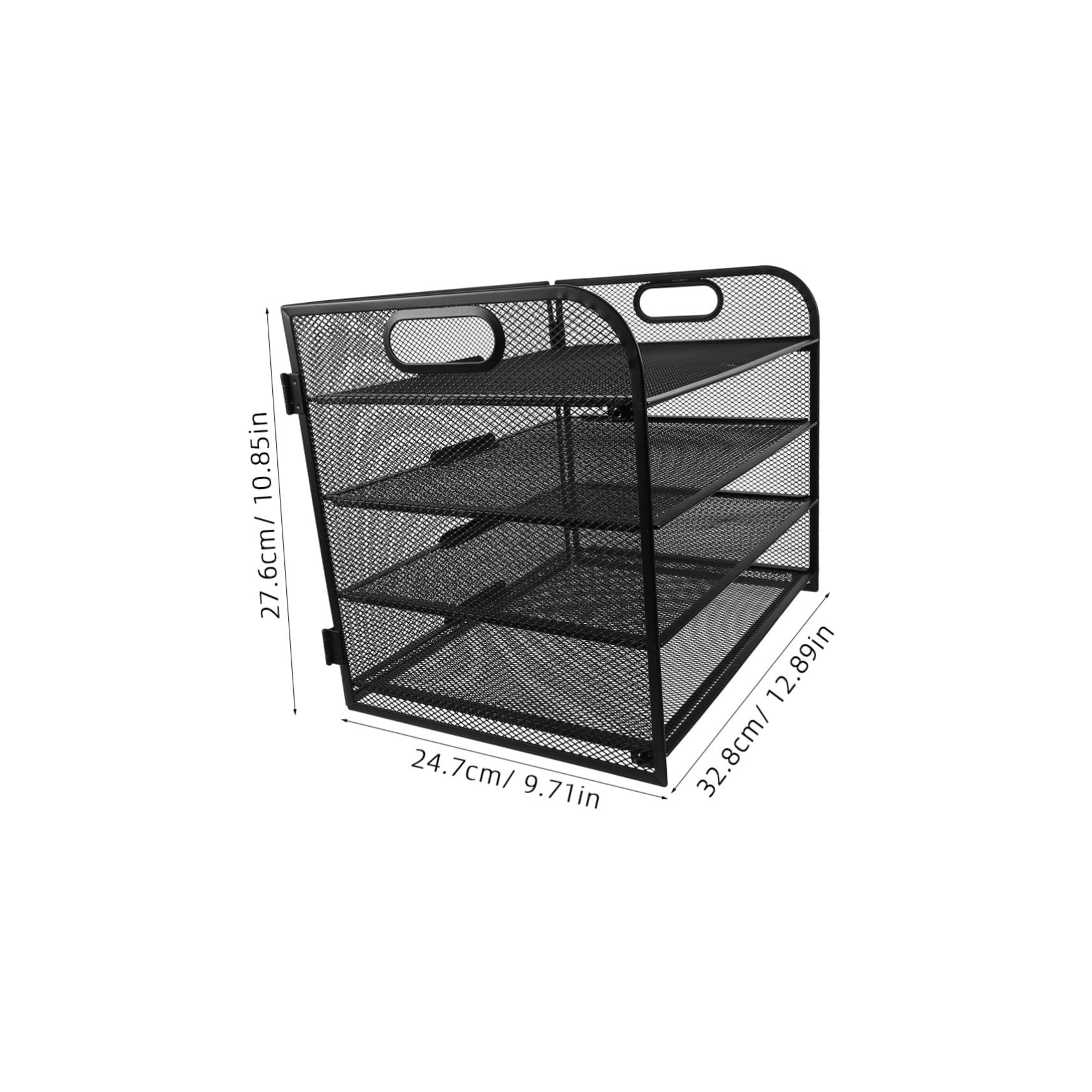 BUTIFULSIC Metal Mesh Desktop File Organizer with Handle Sleek Storage for Papers Documents and Office Supplies Desk Organizer for Home School and Office Black